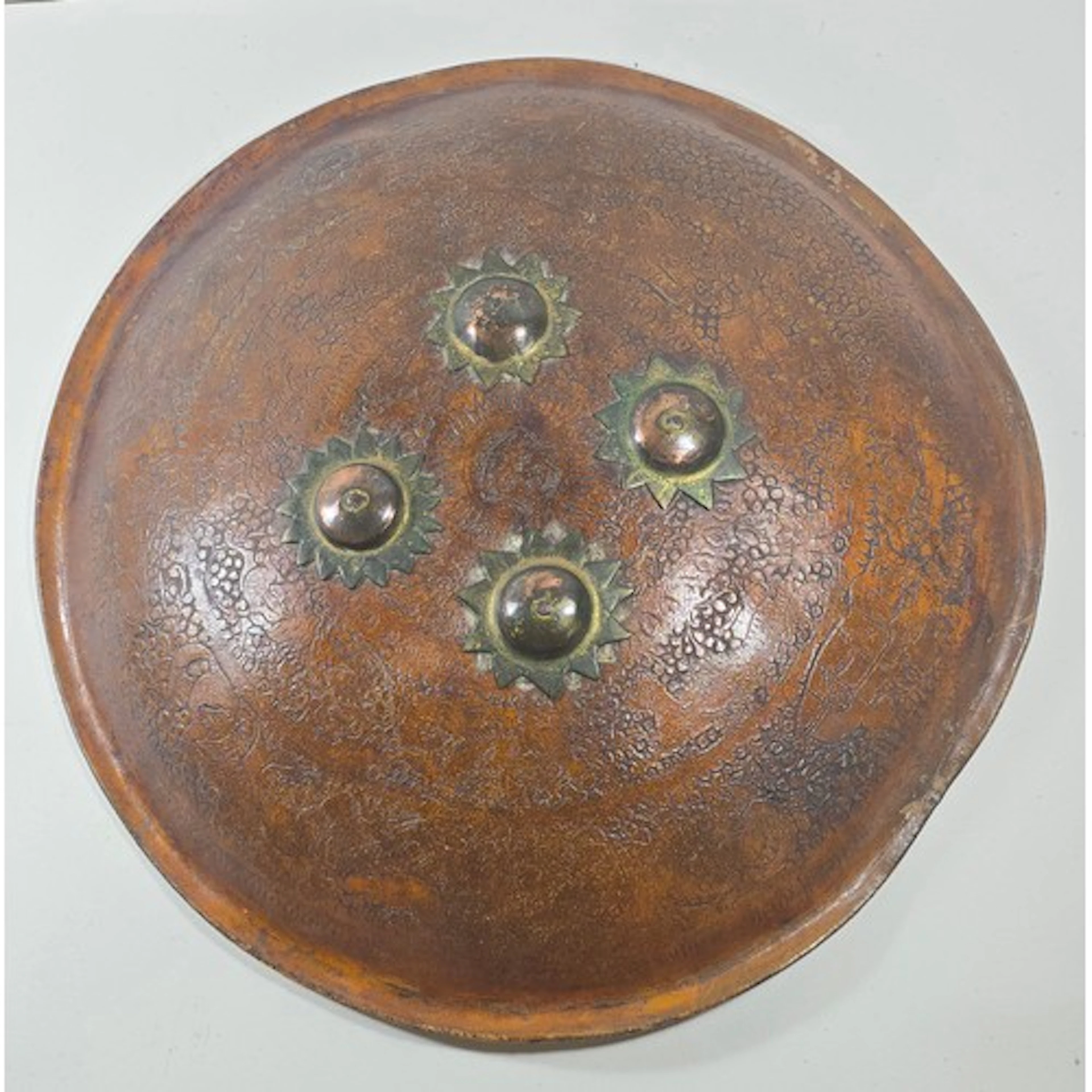 A late 19th century Indian Hide shield dhal, 40 cm diameter,...
