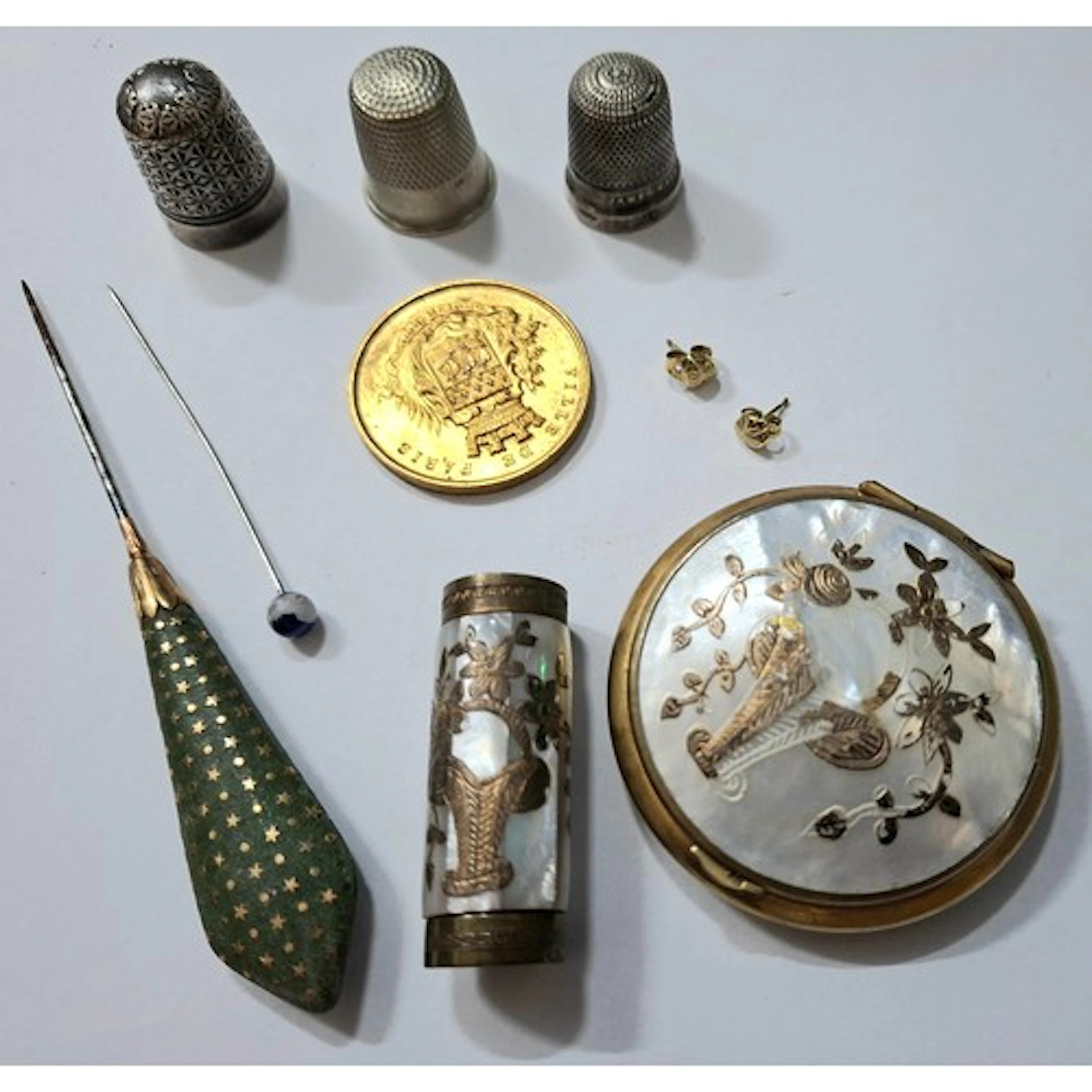 A Charles Horner Dorcas silver thimble and another, a commem...