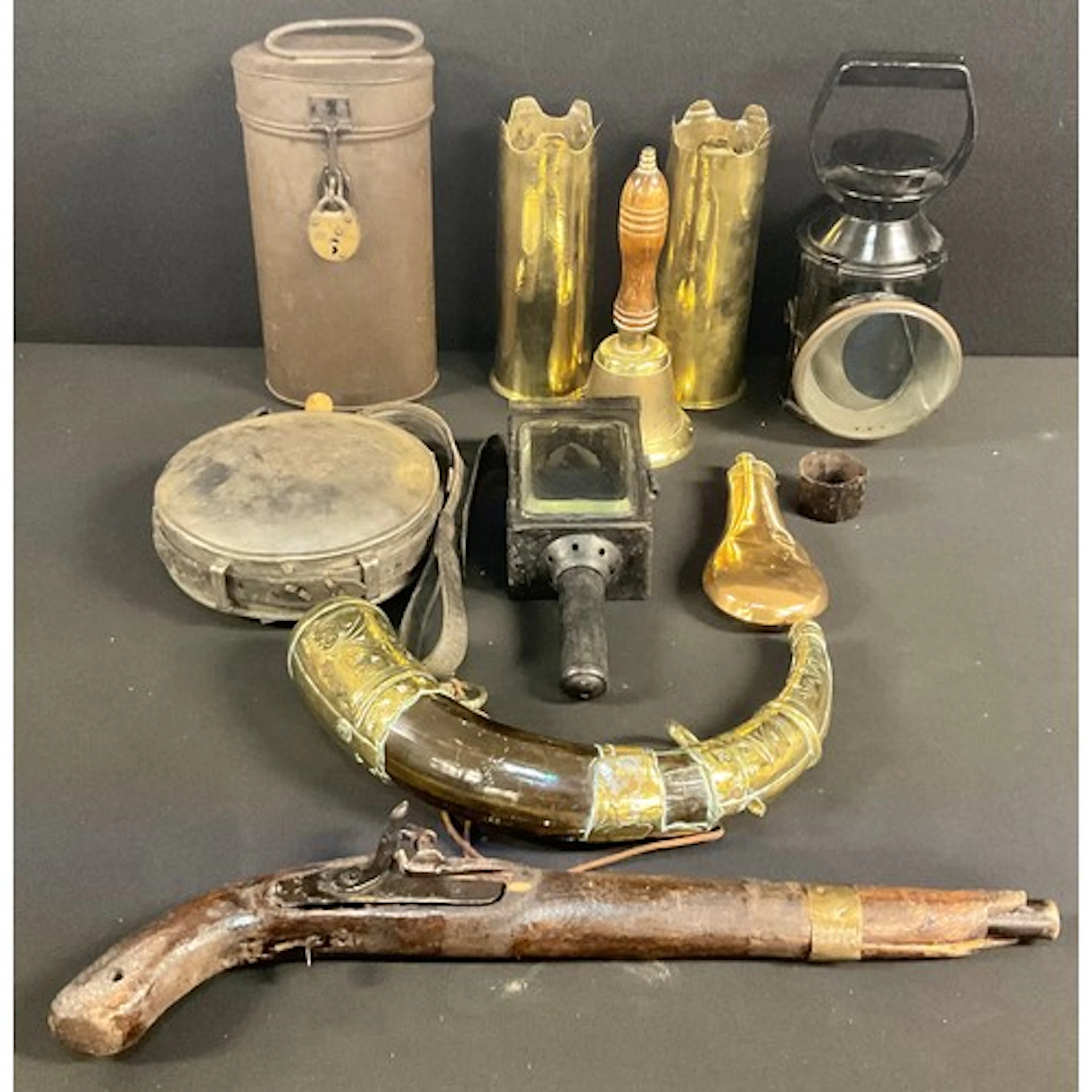 A mid 20th century British Rail hand lamp, 28cm high; a Vict...