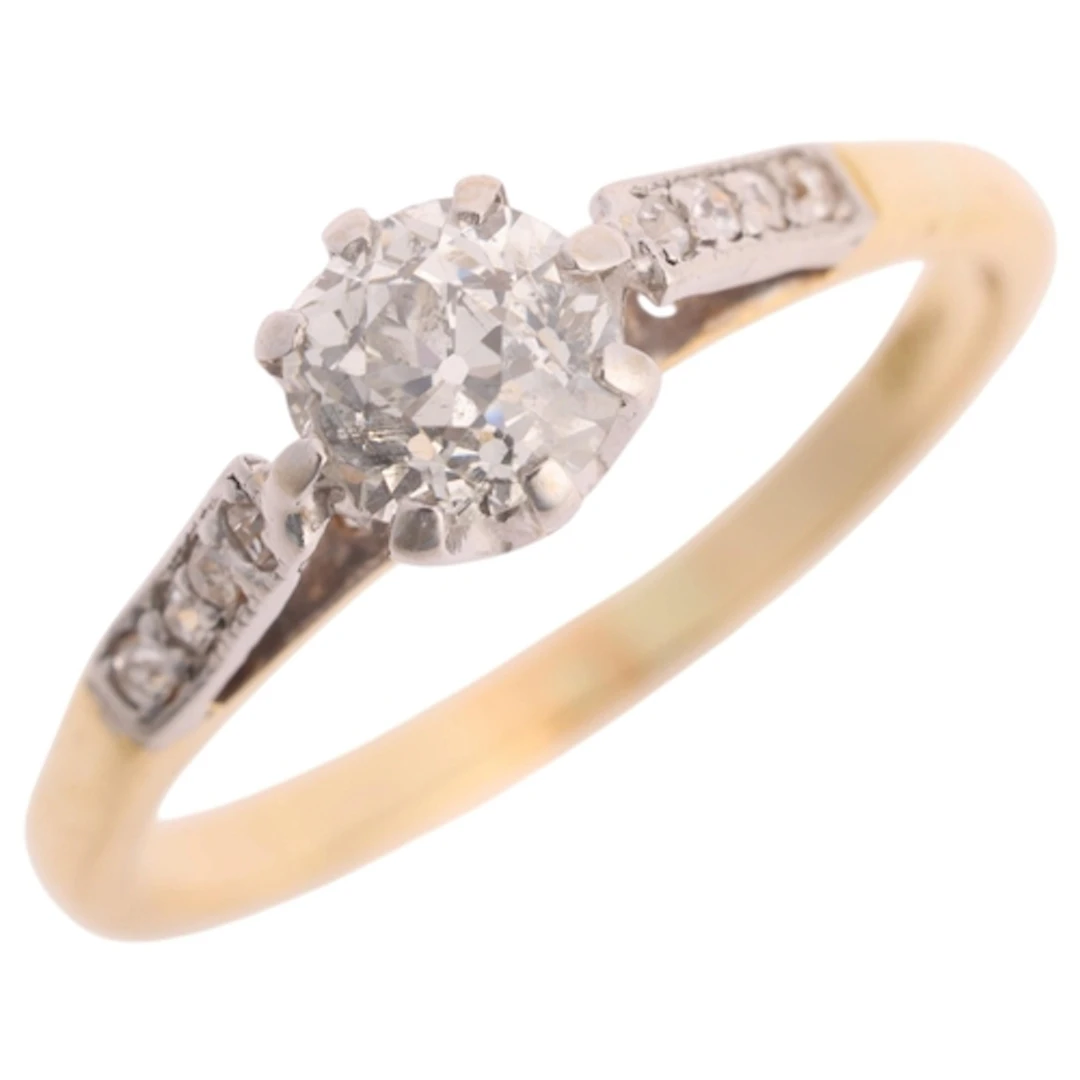 An 18ct gold 0.40ct single stone diamond ring, claw set with...