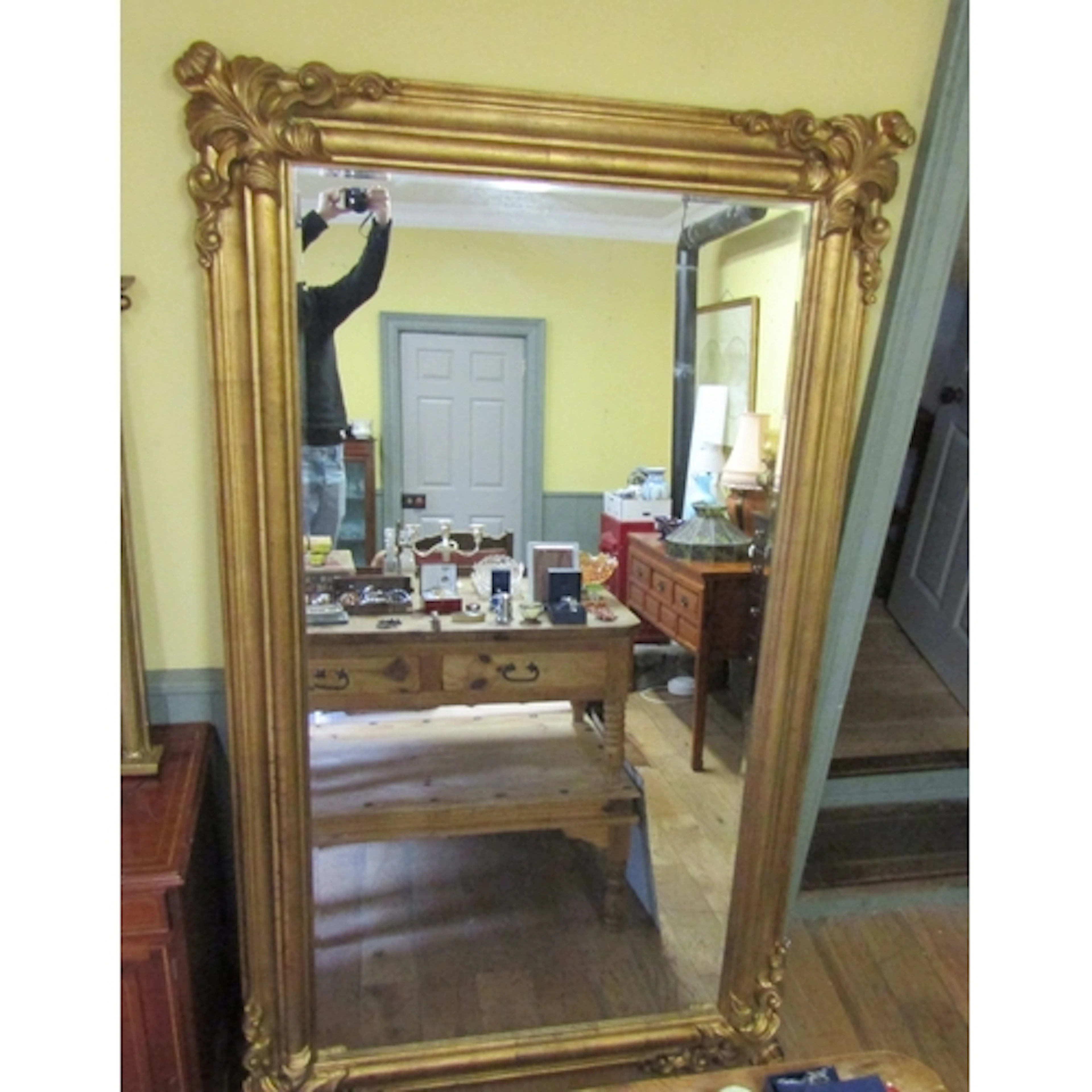 Very Large Gilt Framed Rectangular Form Mirror Approximately...