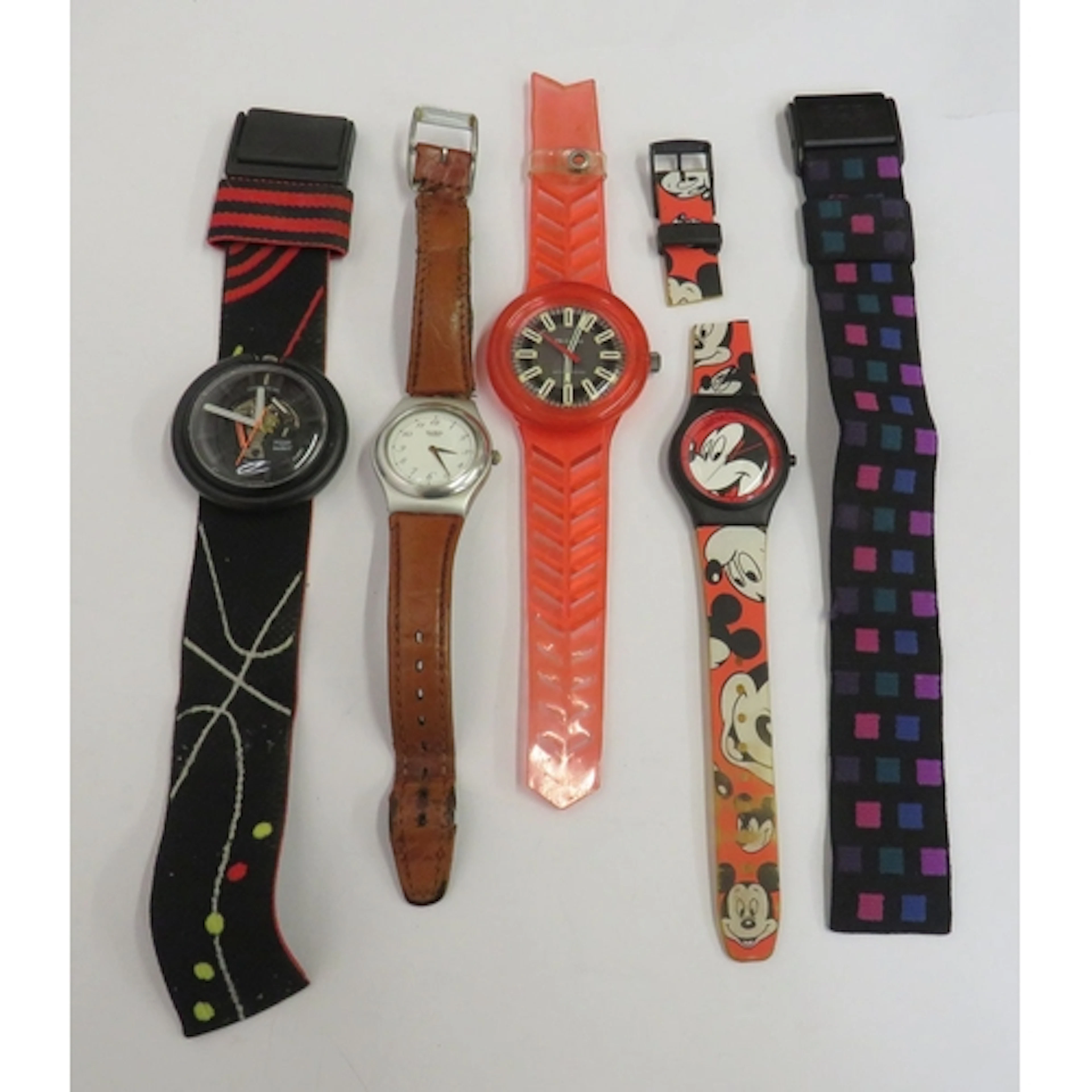 Vintage Pop Swatch Watch with skeleton face, Loris Mickey Mo...