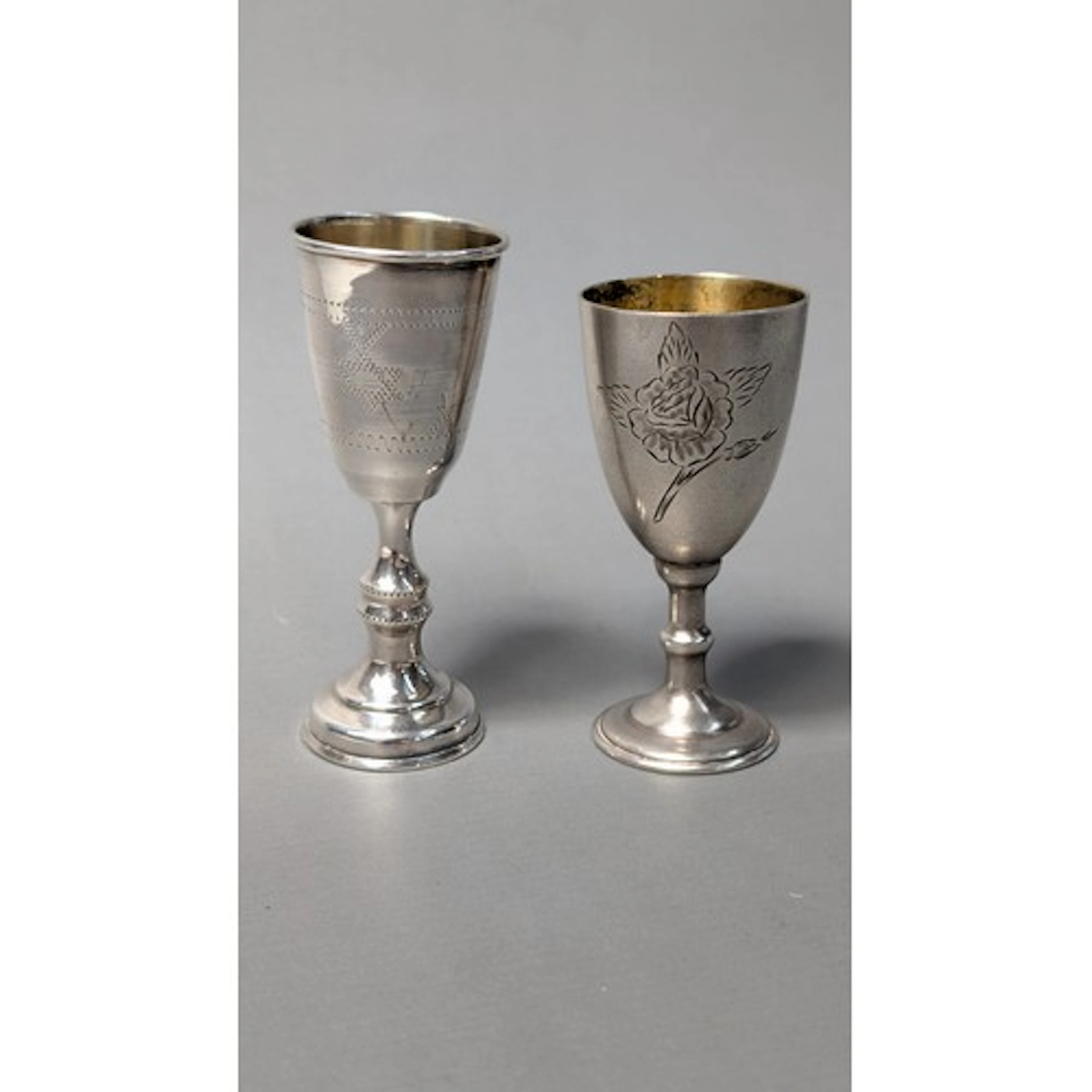Two small cups, comprising: a Soviet 875-grade silver footed...