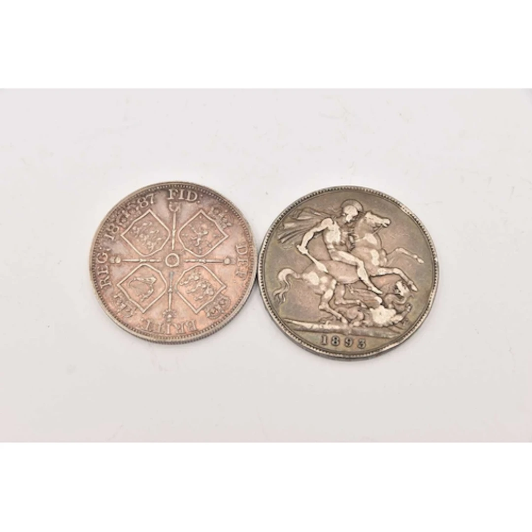 Silver. A Queen Victoria Crown dated 1893 LV1 and a Double F...