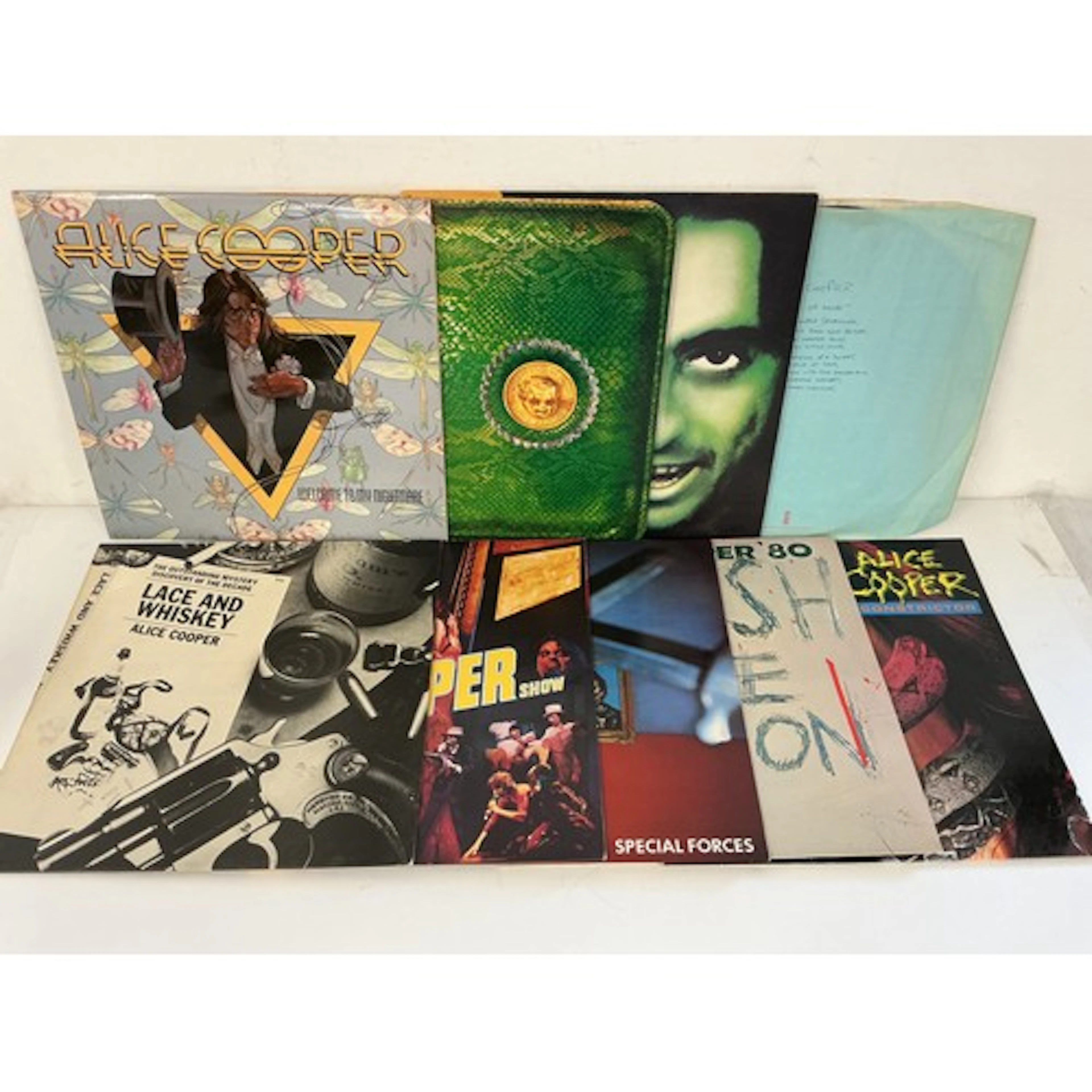 Nine Alice Cooper LPs comprising Welcome to My Nightmare, Bi...