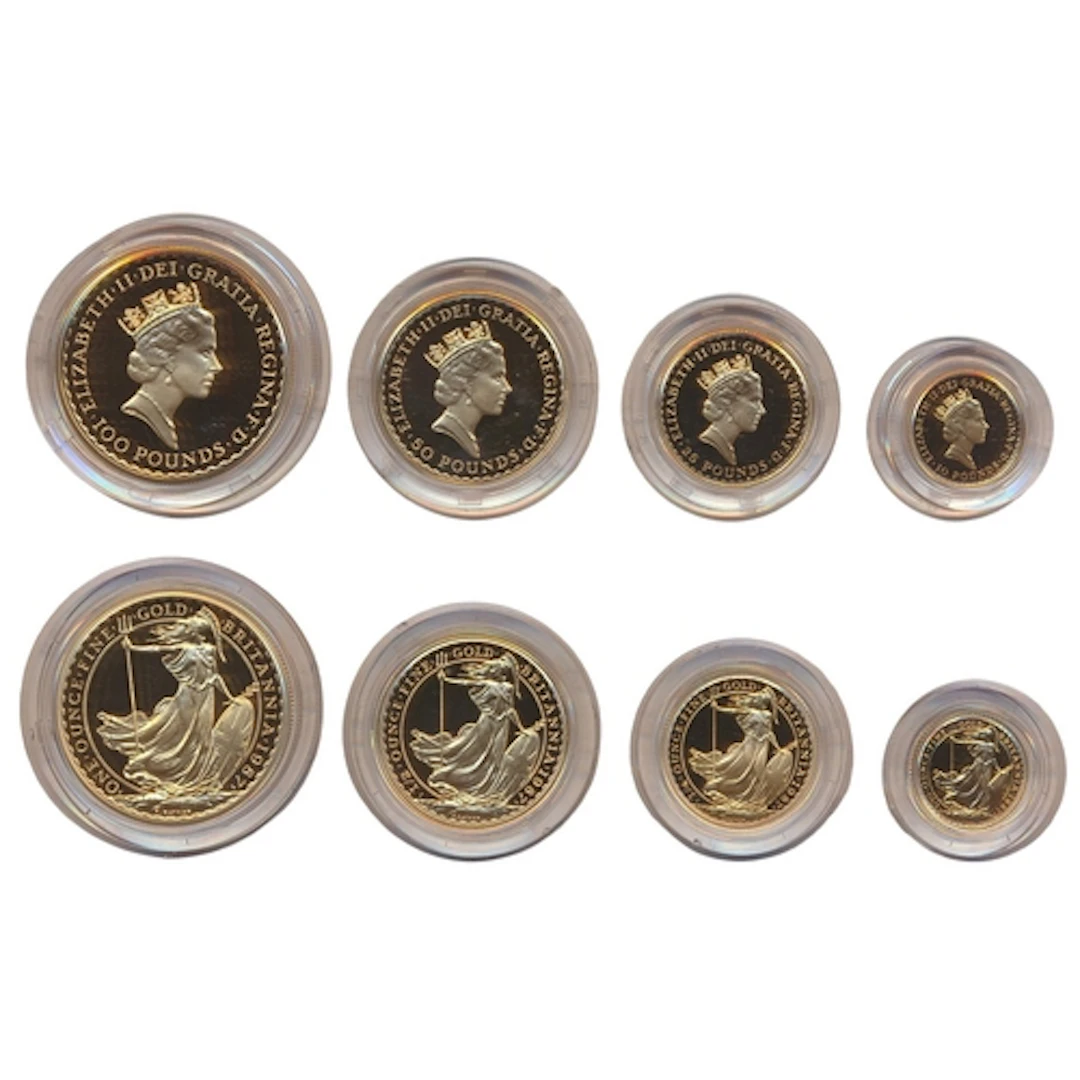 Investment Gold Lot - Documents Required. 1987 Britannia set...