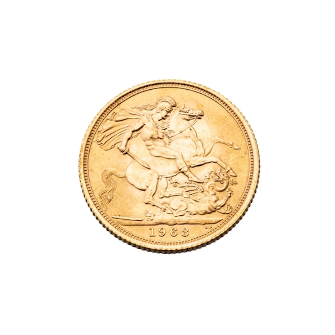 A 1963 FULL GOLD SOVEREIGN ENGLISH COIN, Queen Elizabeth II,...