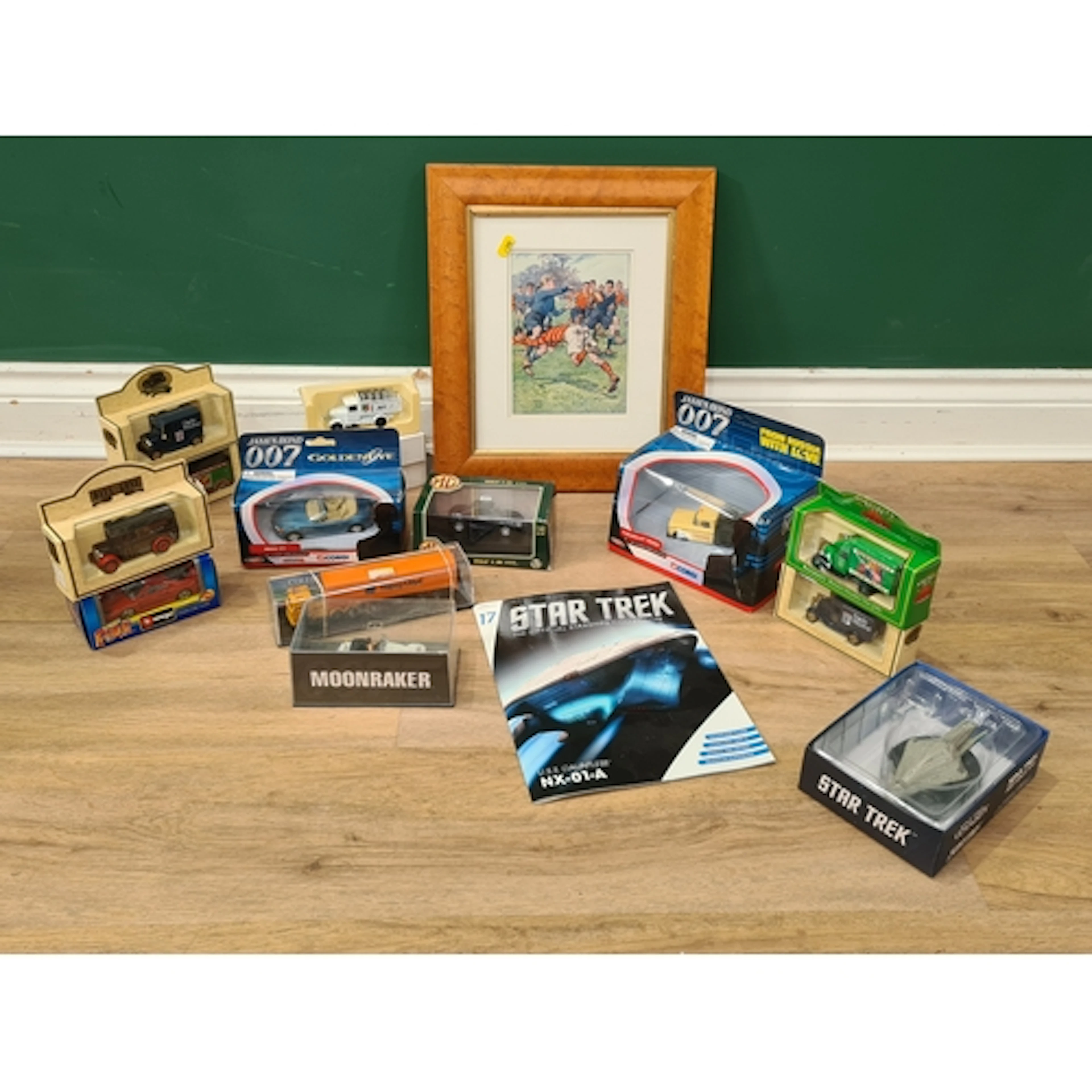 A box of Modern Issue Diecast Models to include a James Bond...
