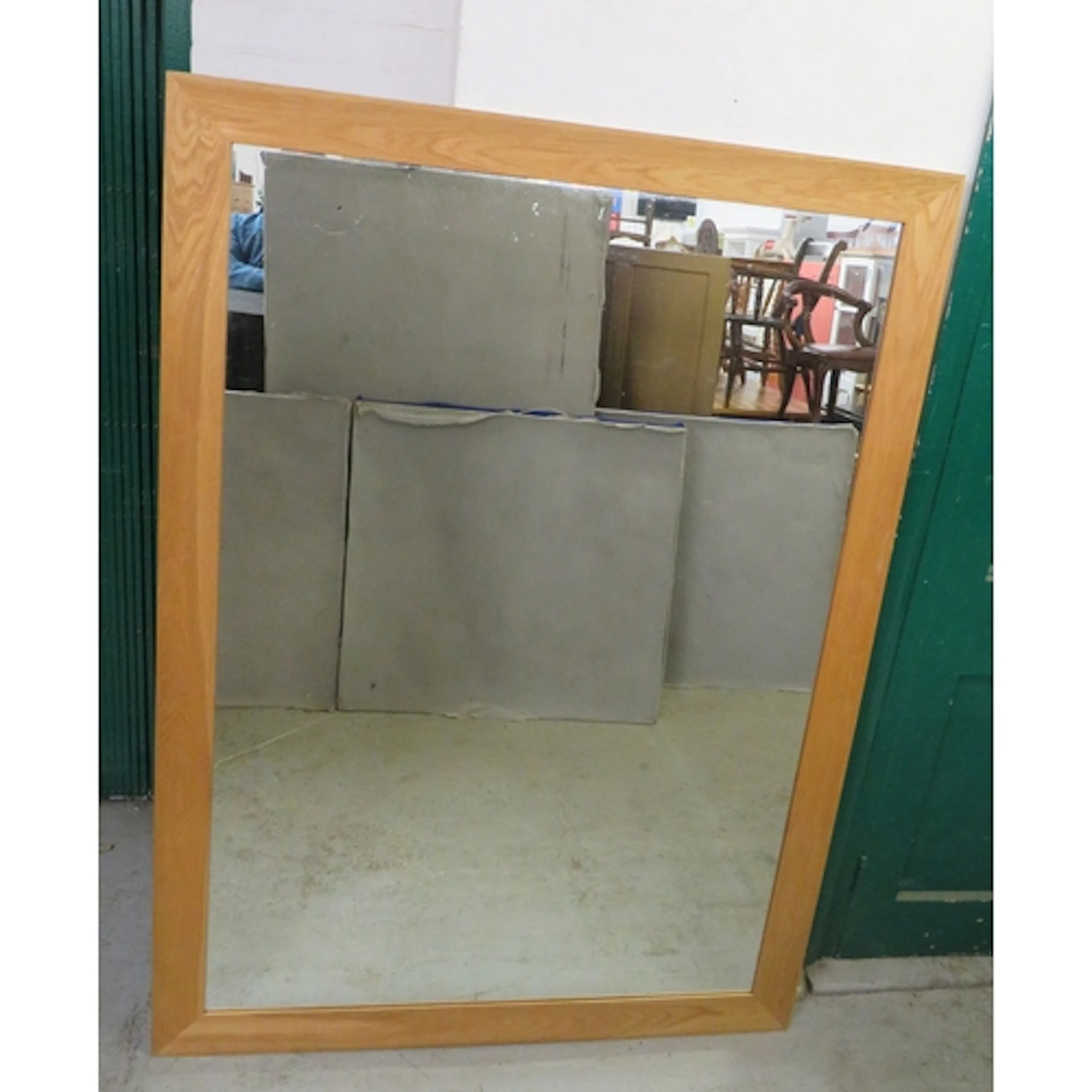 Large Oak Framed Wall Mirror approx. 173cm x 123cm (BW)
