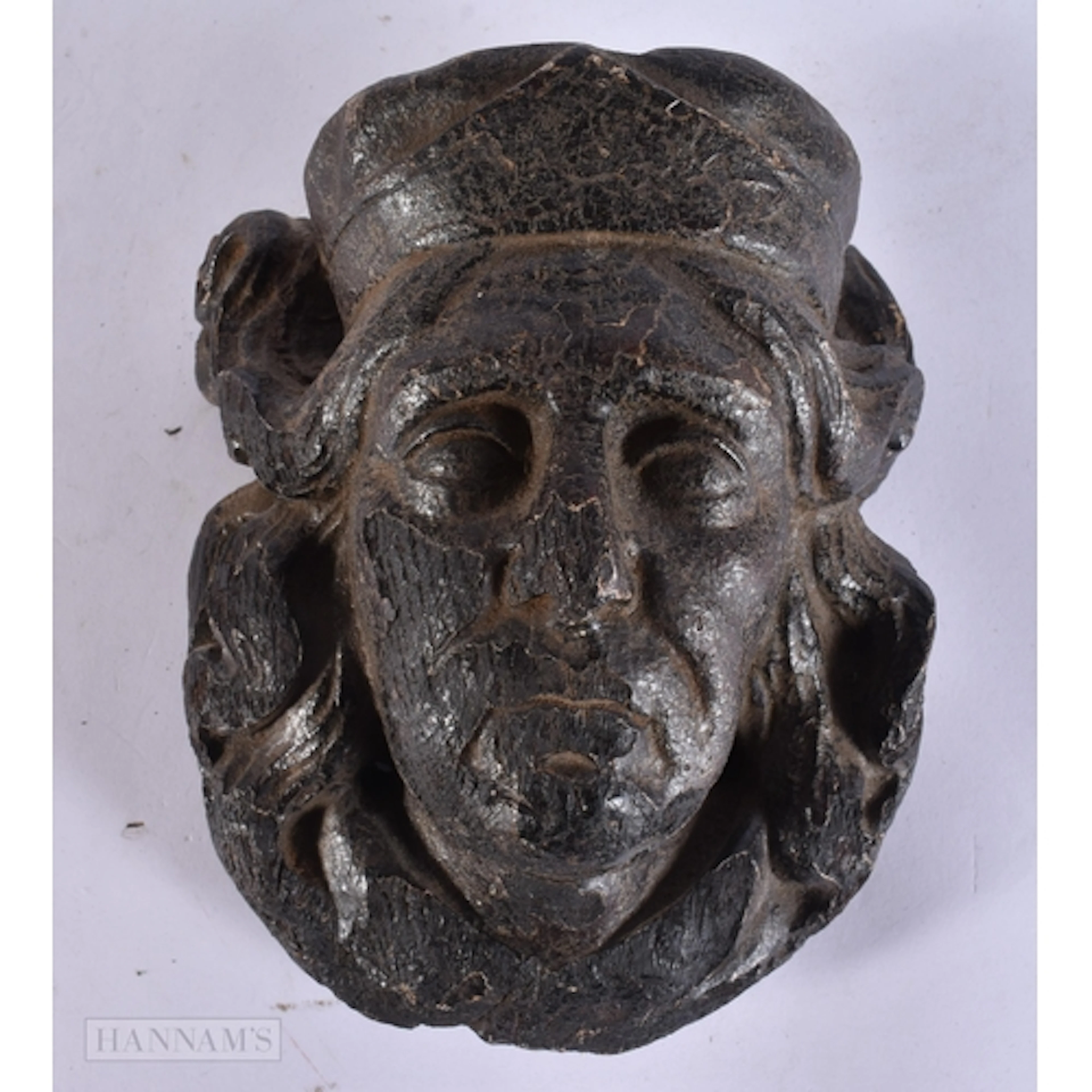 A 16TH/17TH CENTURY ENGLISH CARVED WOOD MEDIEVAL PORTRAIT PL...