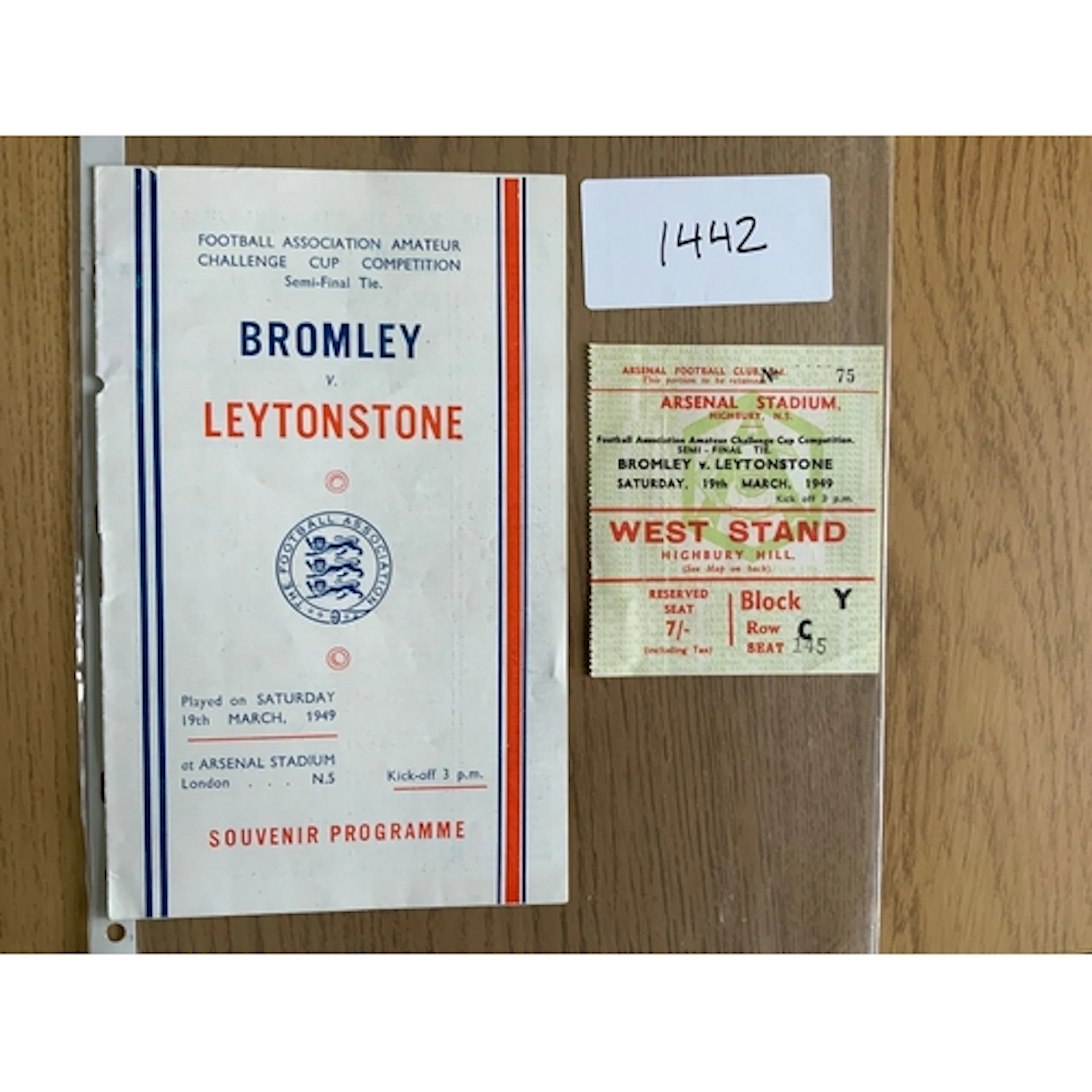 1949 FA Amateur Cup Semi Final Football Programme + Ticket: ...