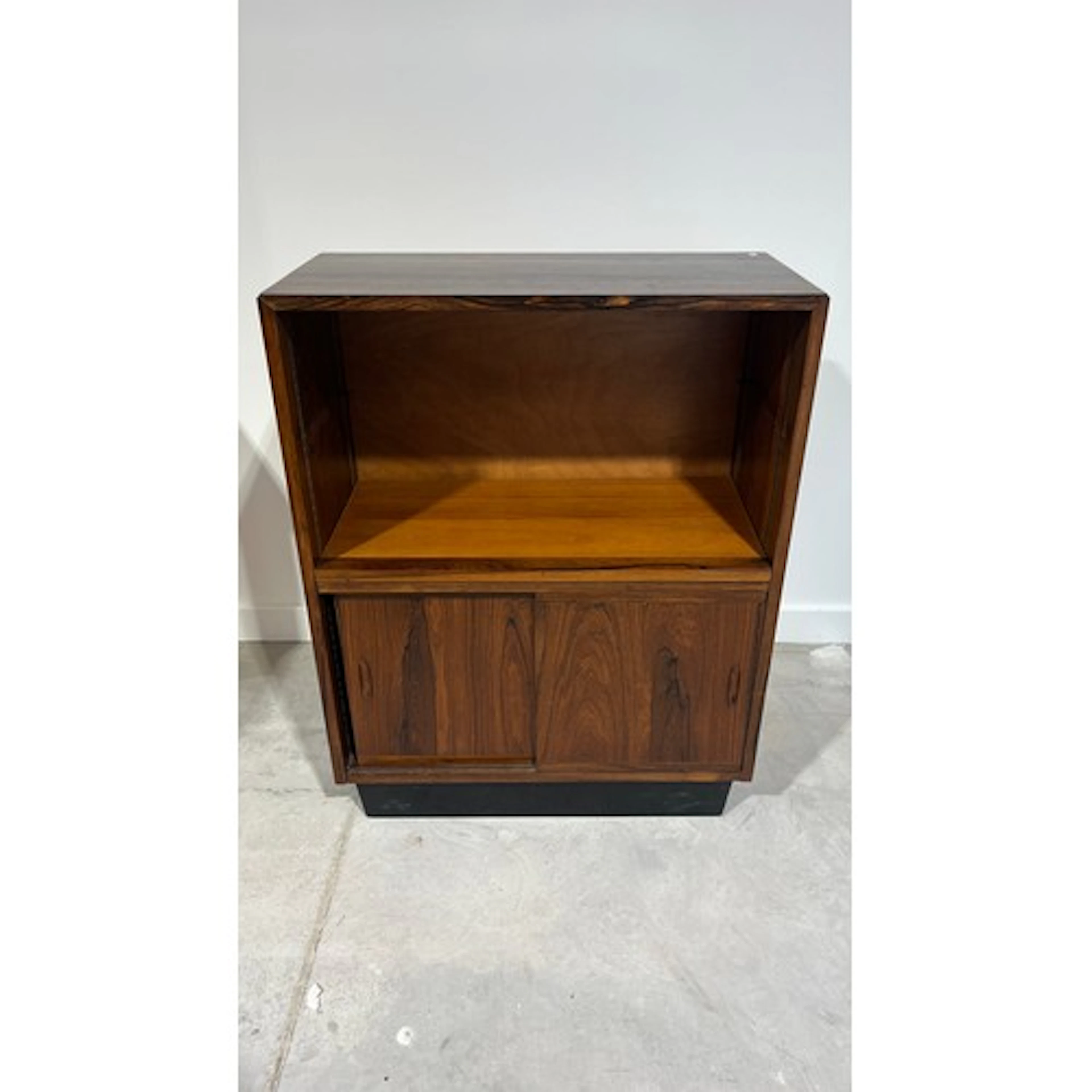 Late 20th century teak cabinet of rectangular form, open adj...