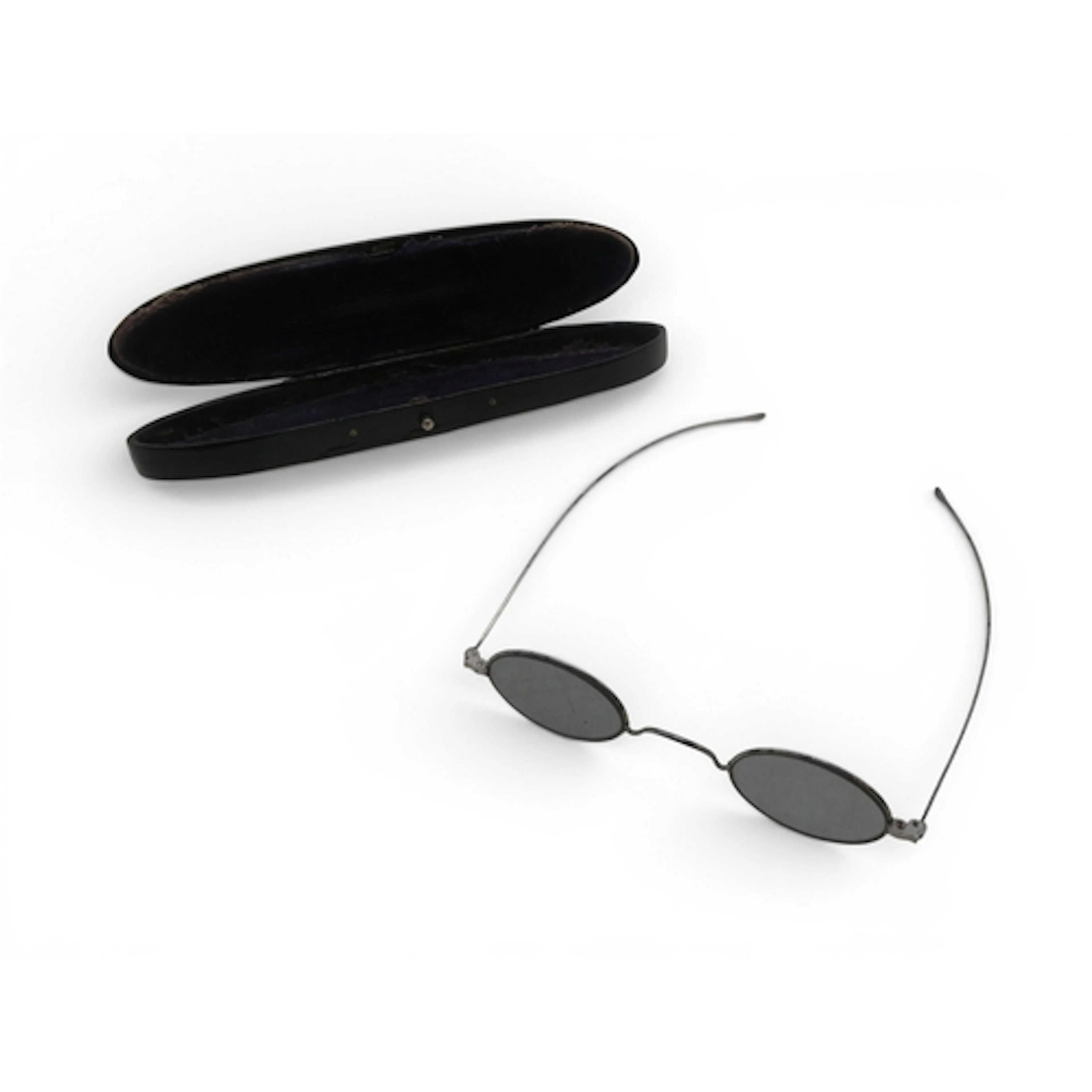 A pair of 19th century steel-framed sunglasses, with ellipti...