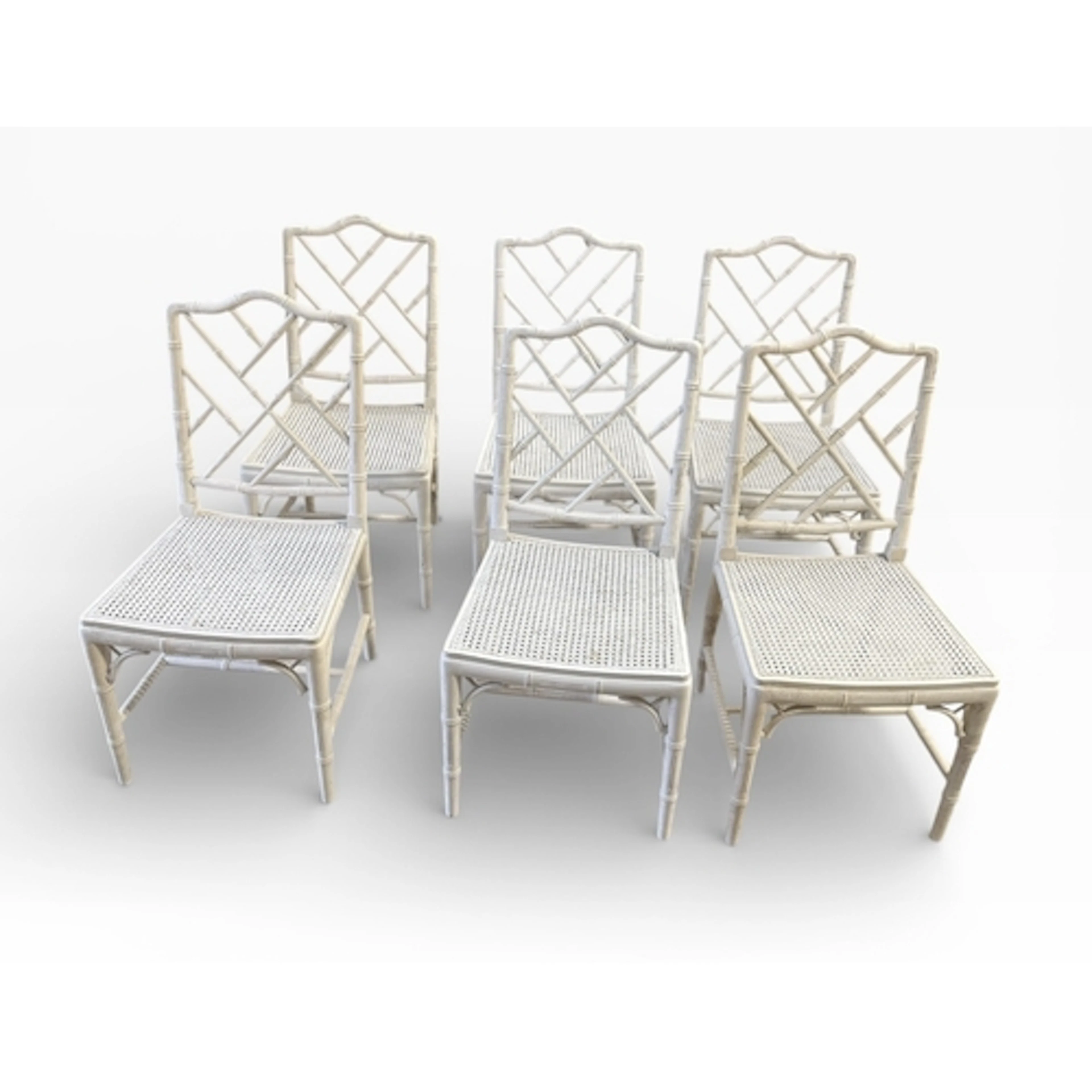 SIX FAUX BAMBOO COCKPEN SIDE CHAIRS 93 cm H