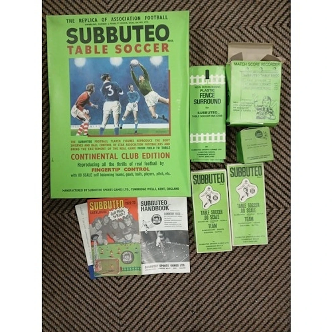 Collection of Subbuteo table soccer and boxed accessories.