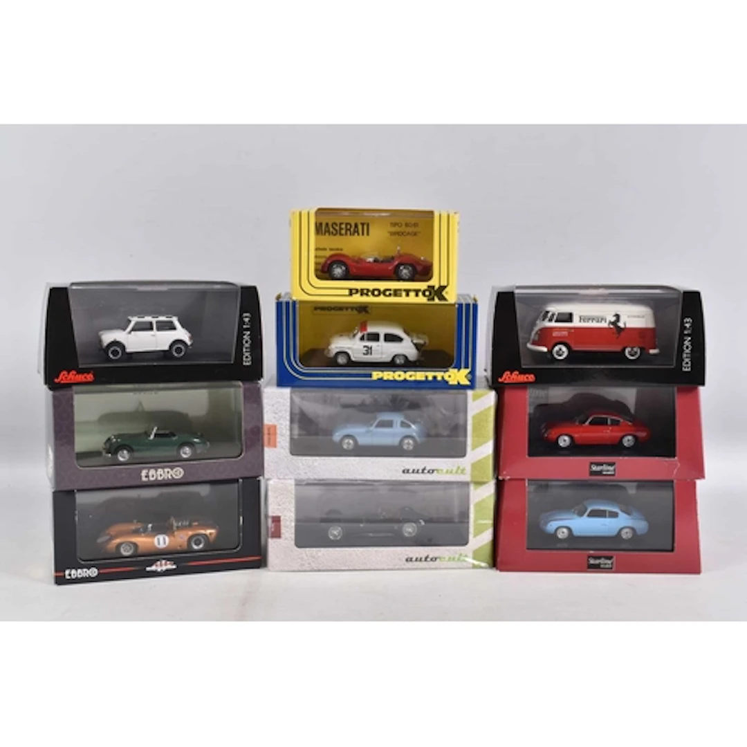TEN BOXED 1:43 SCALE DIECAST MODEL VEHICLES, to include a se...