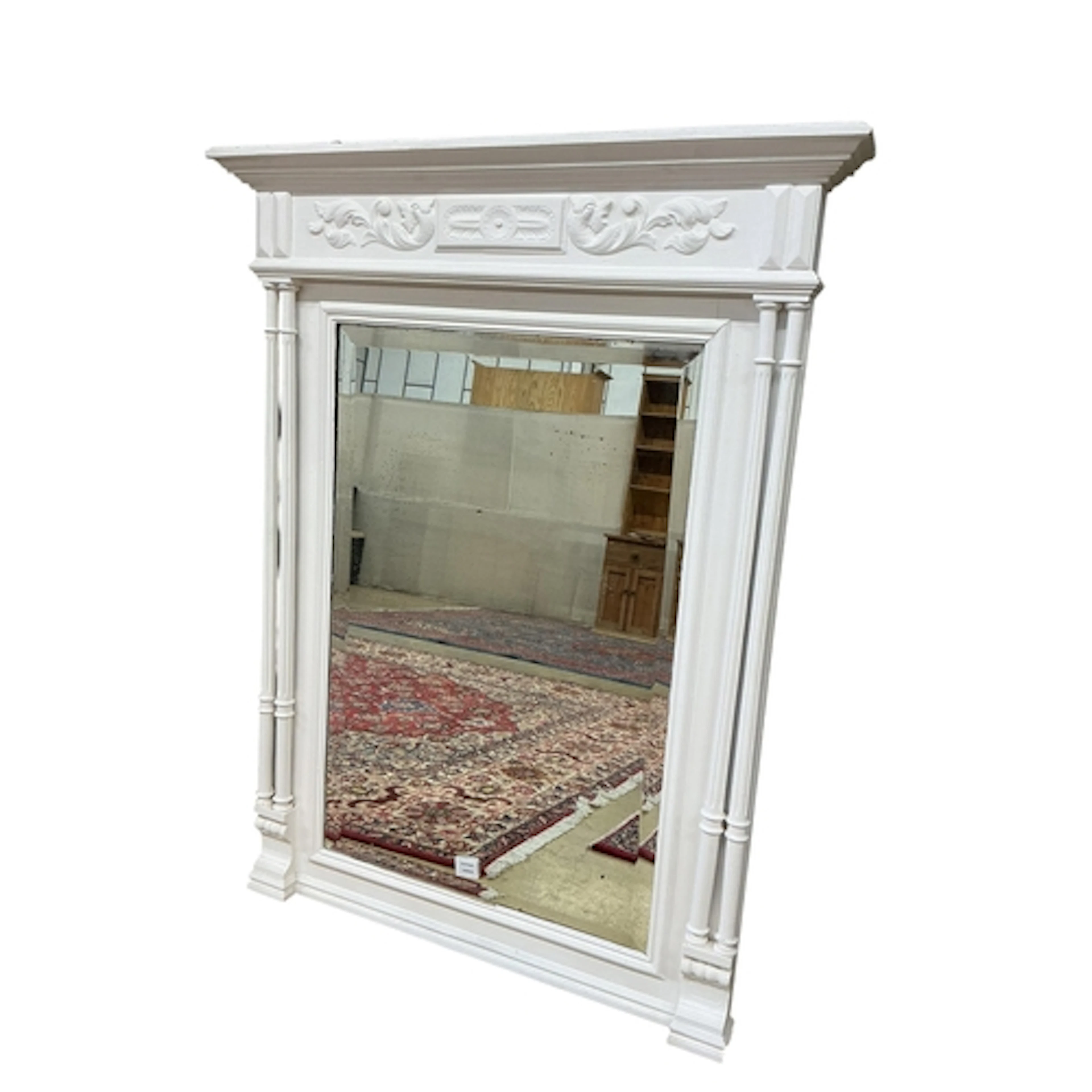 A 19th century overmantel mirror, later painted, width 94cm,...