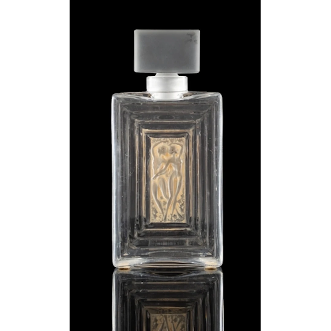 Lalique Cristal Duncan No. 3 scent bottle of stepped rectang...