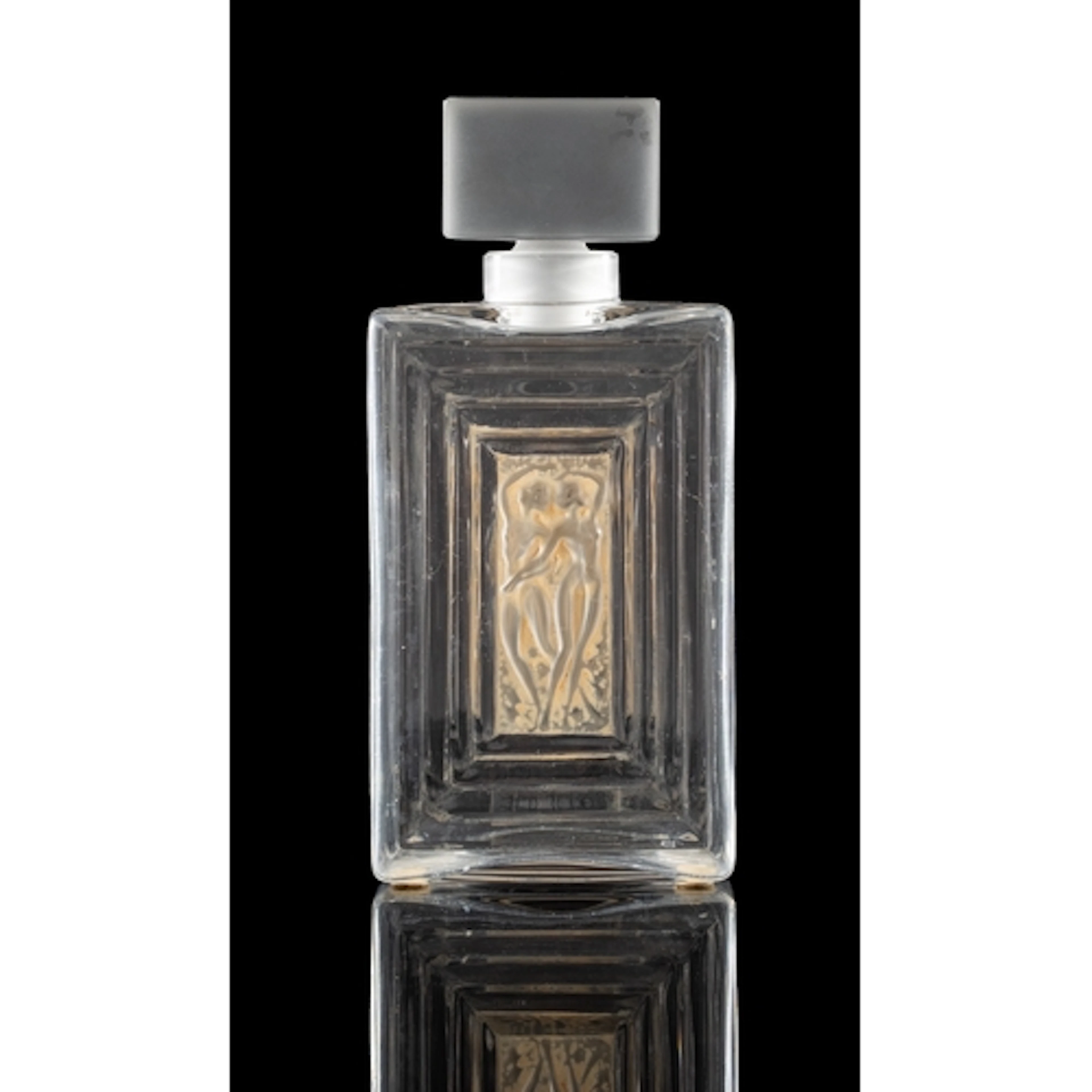 Lalique Cristal Duncan No. 3 scent bottle of stepped rectang...