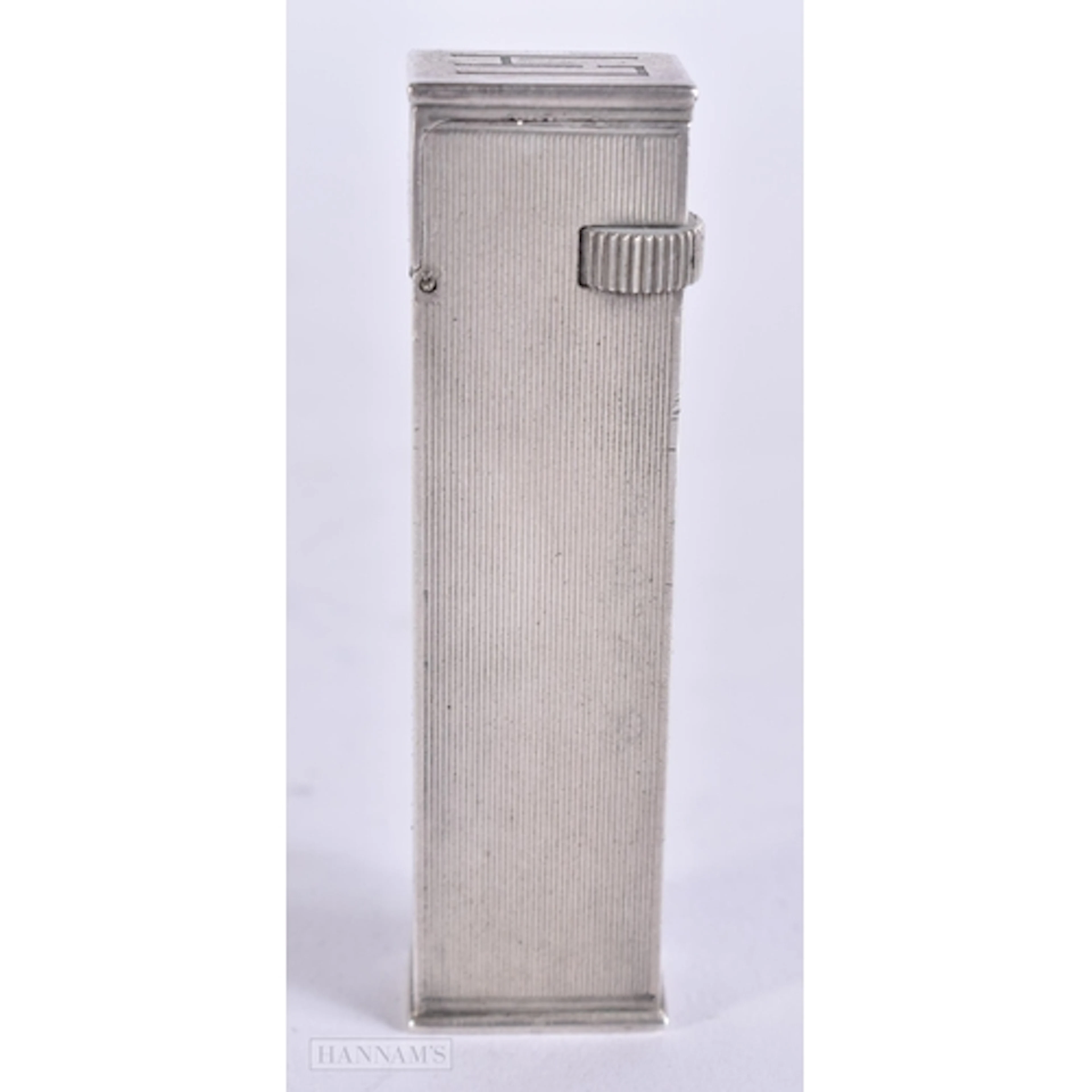 AN ART DECO DUNHILL SILVER LIGHTER. 6.25 cm high.