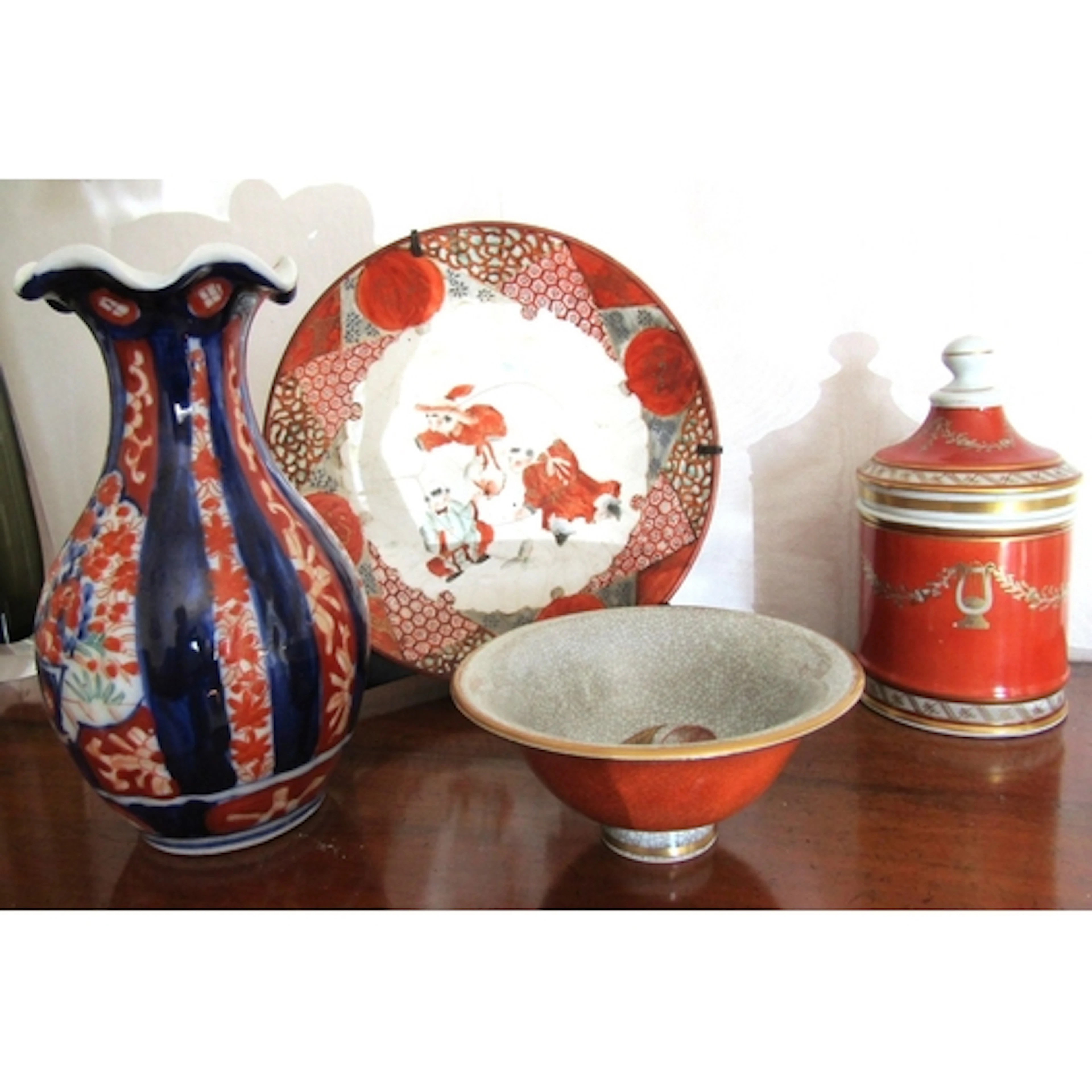 Four Porcelain Pieces Including Oriental Vase and Charger