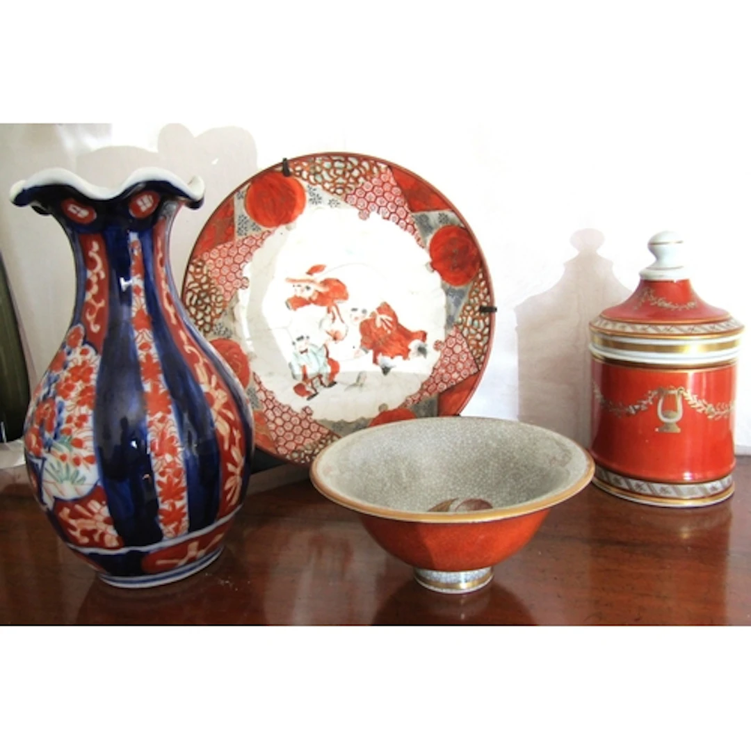 Four Porcelain Pieces Including Oriental Vase and Charger