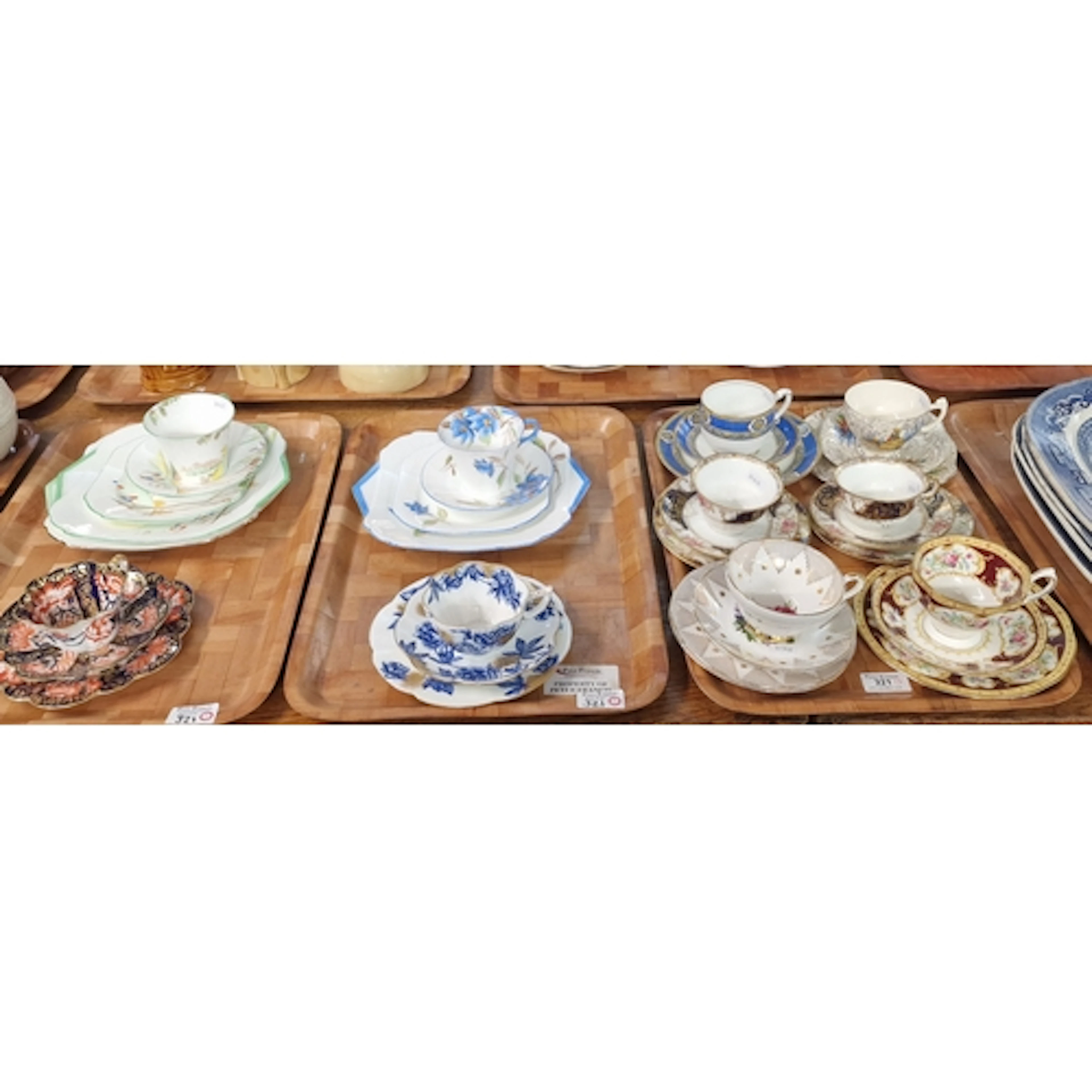 Collection of ten china trios, by Wileman & Co., Wedgwood, S...