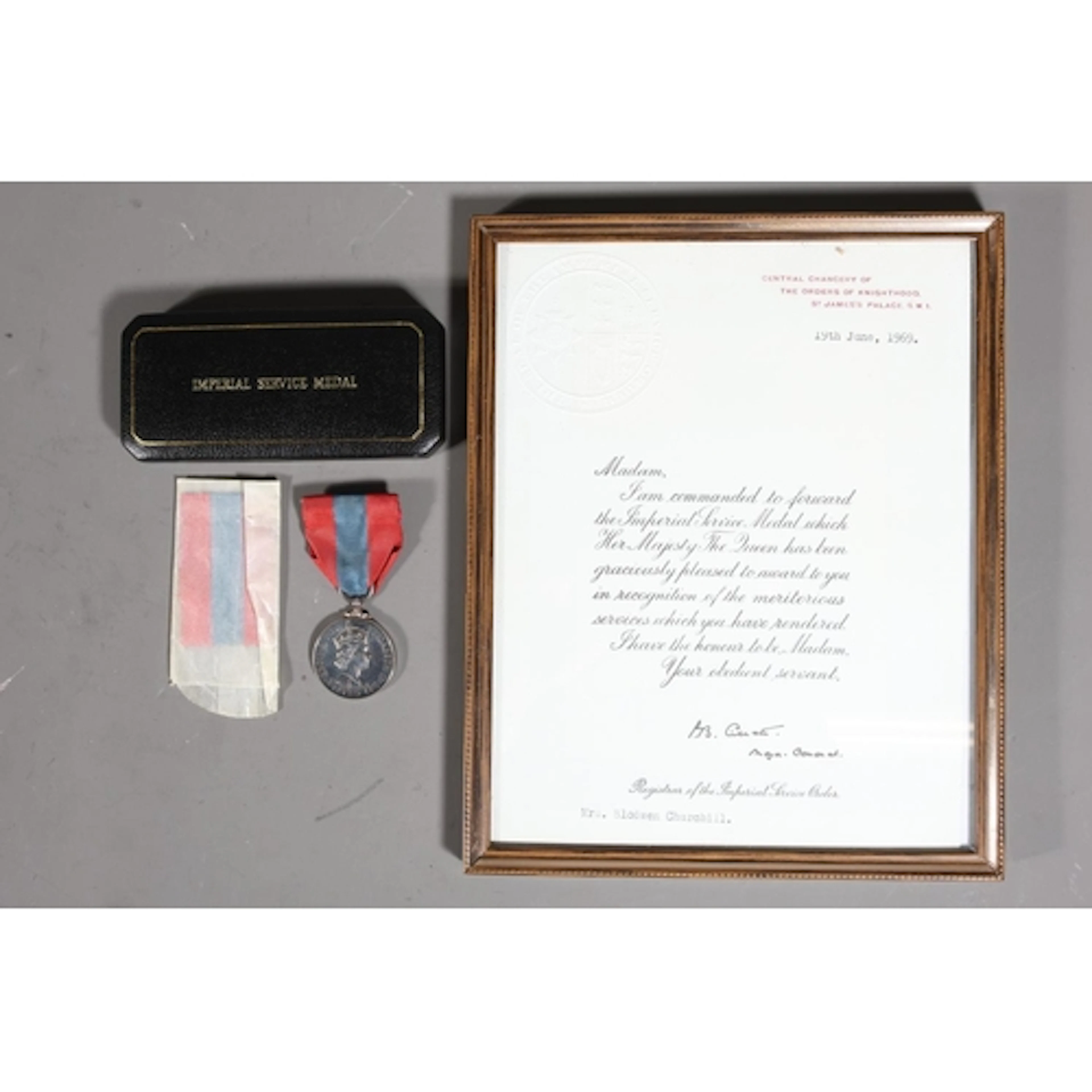 Medal of Mrs Blodwen Churchill comprising Imperial Service m...