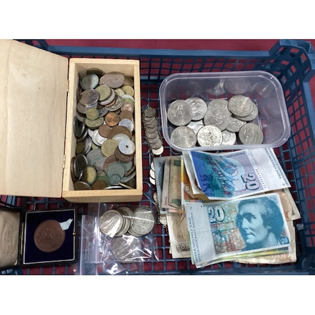Large Collection Of World Coinage And Banknotes, includes a ...