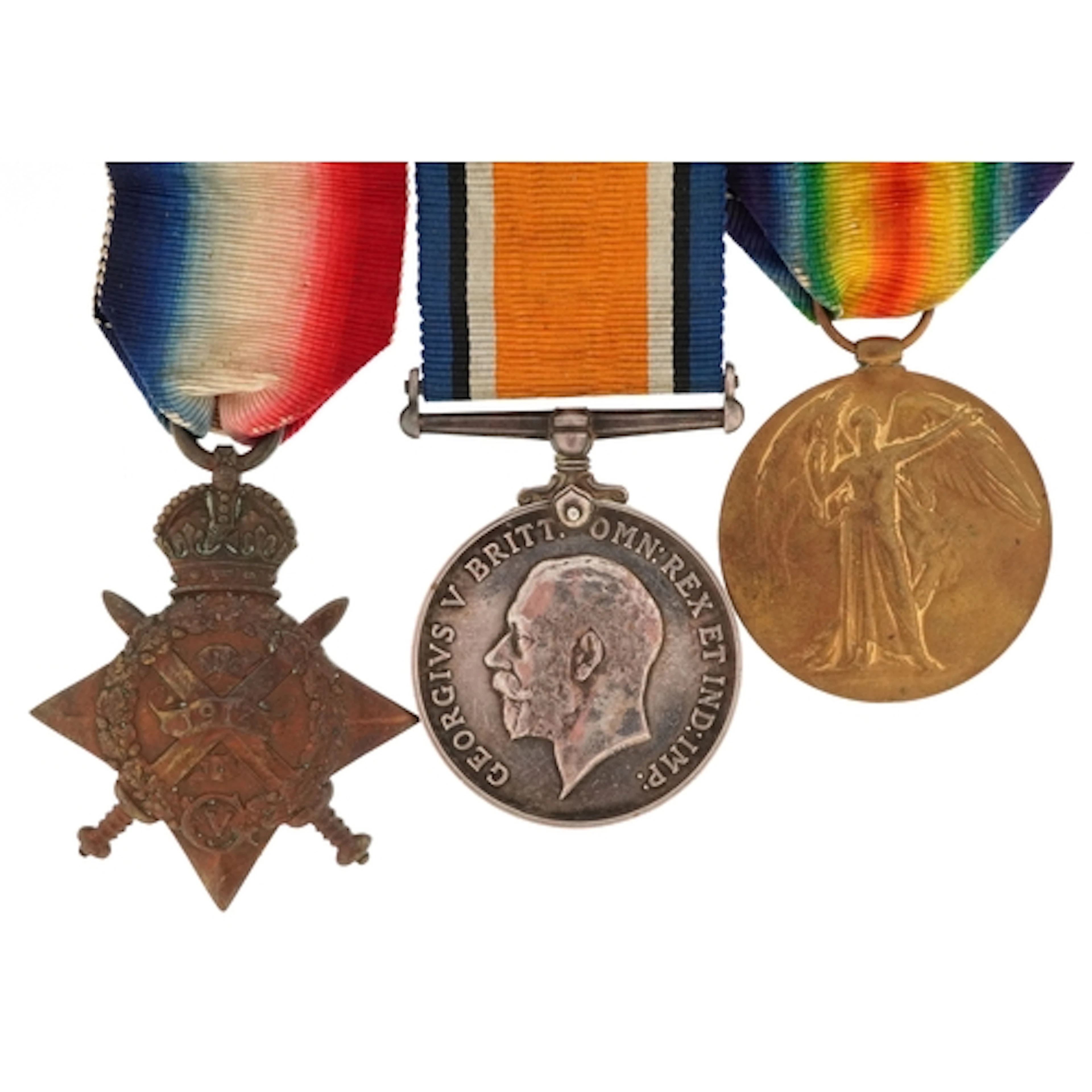 British military World War I medal trio awarded to CMT-587 P...