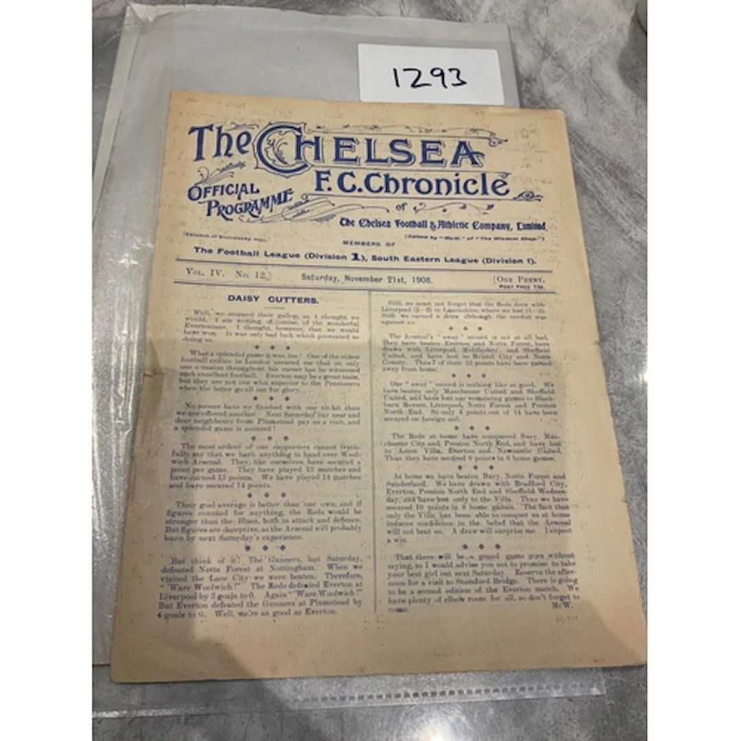 1908 - 1909 Chelsea v Salisbury City Football Programme: Fri...