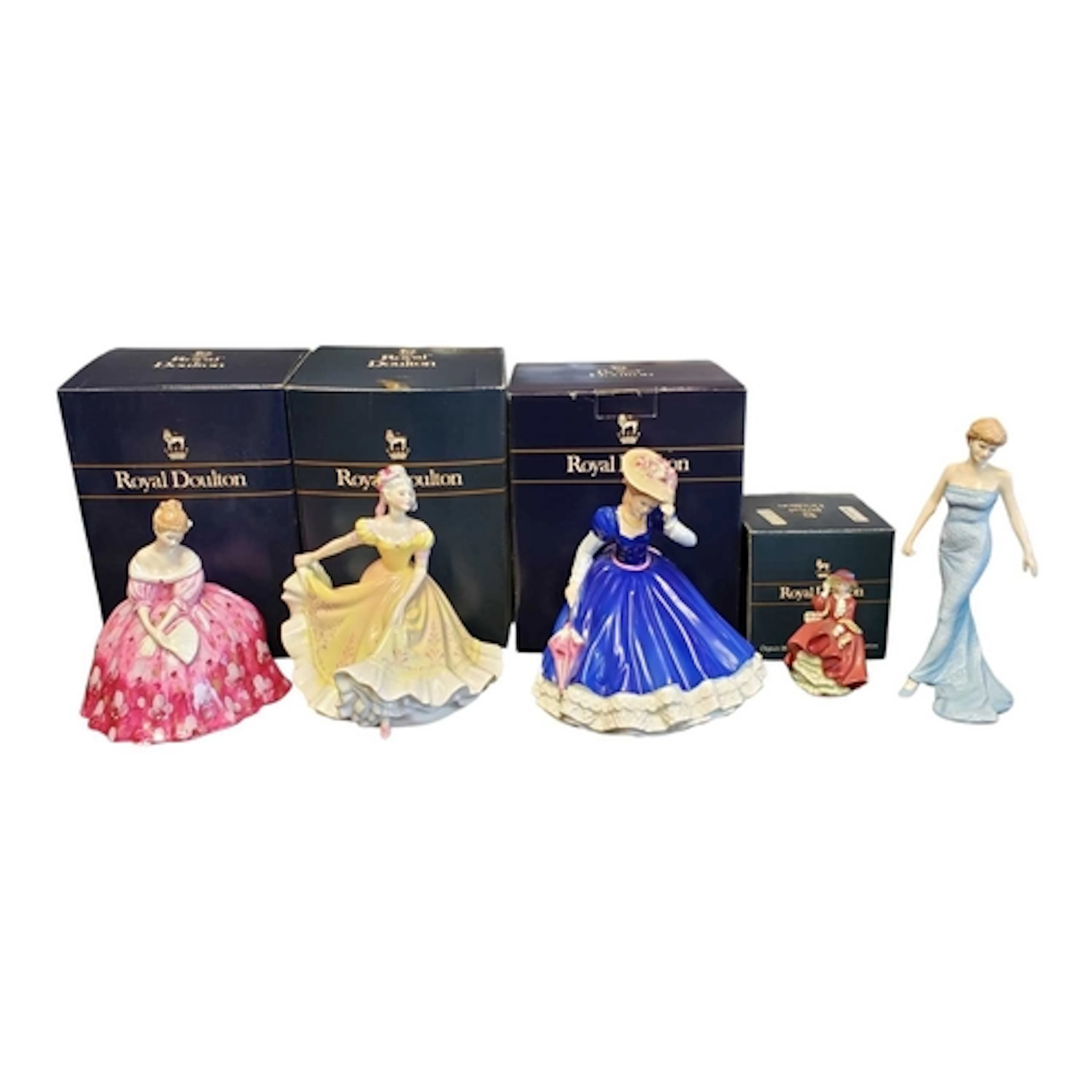 Royal Doulton - Collection of five bone china lady figures. ...