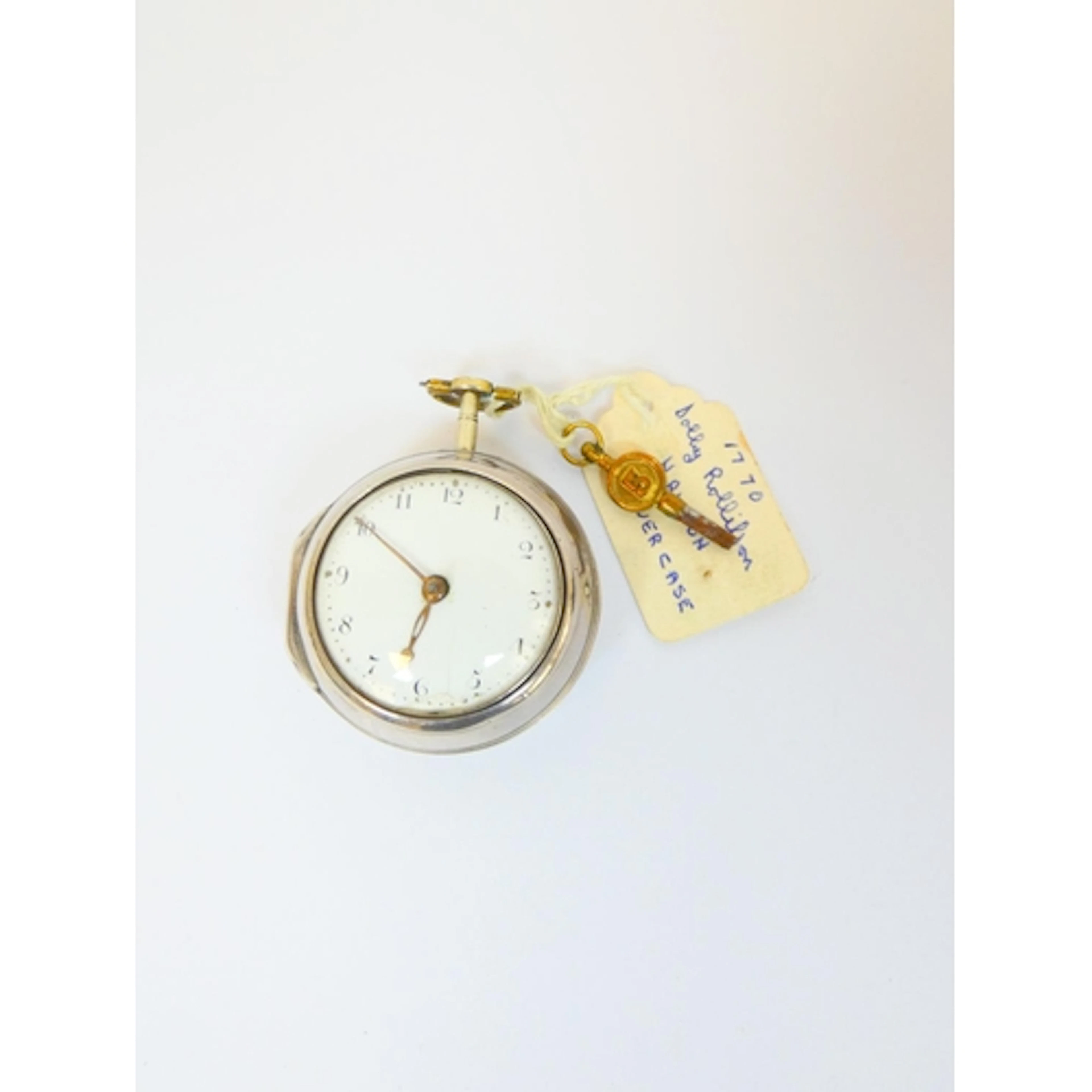 Silver verge watch by Daniel Rollinson Halton, with square b...