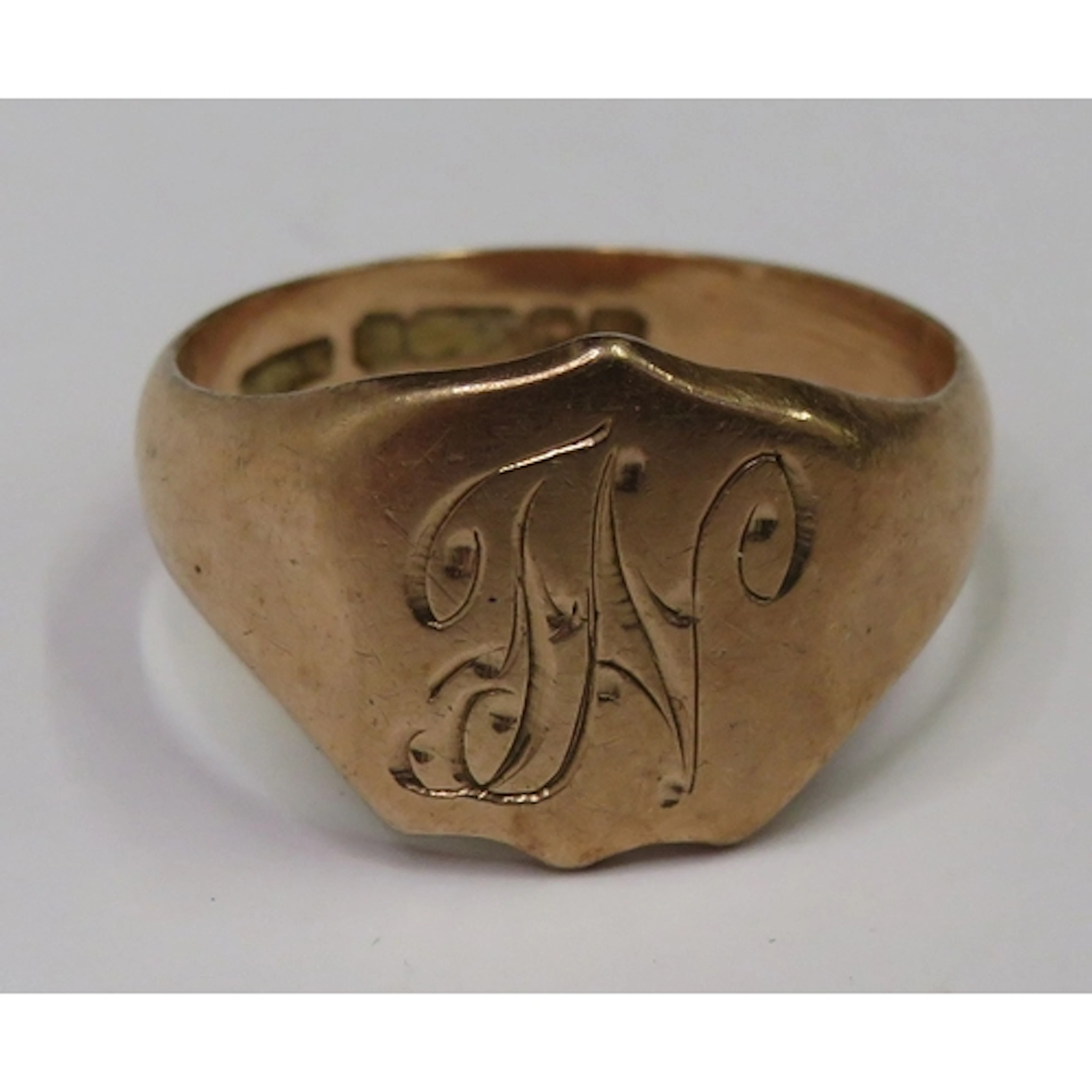 9ct Rose Gold Signet Ring with monogram size R (TC1)