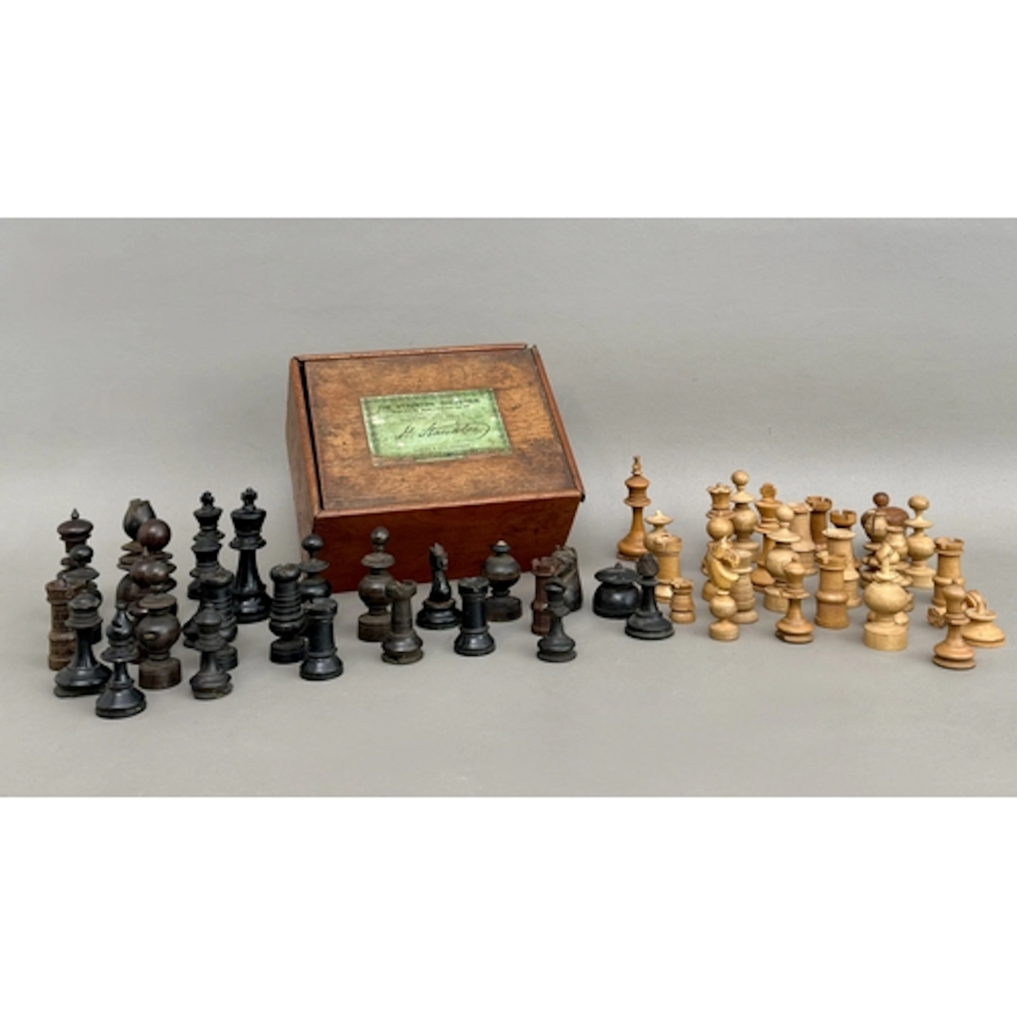 A 19th century Jaques & Son 'The Staunton Chess-Men' mahogan...