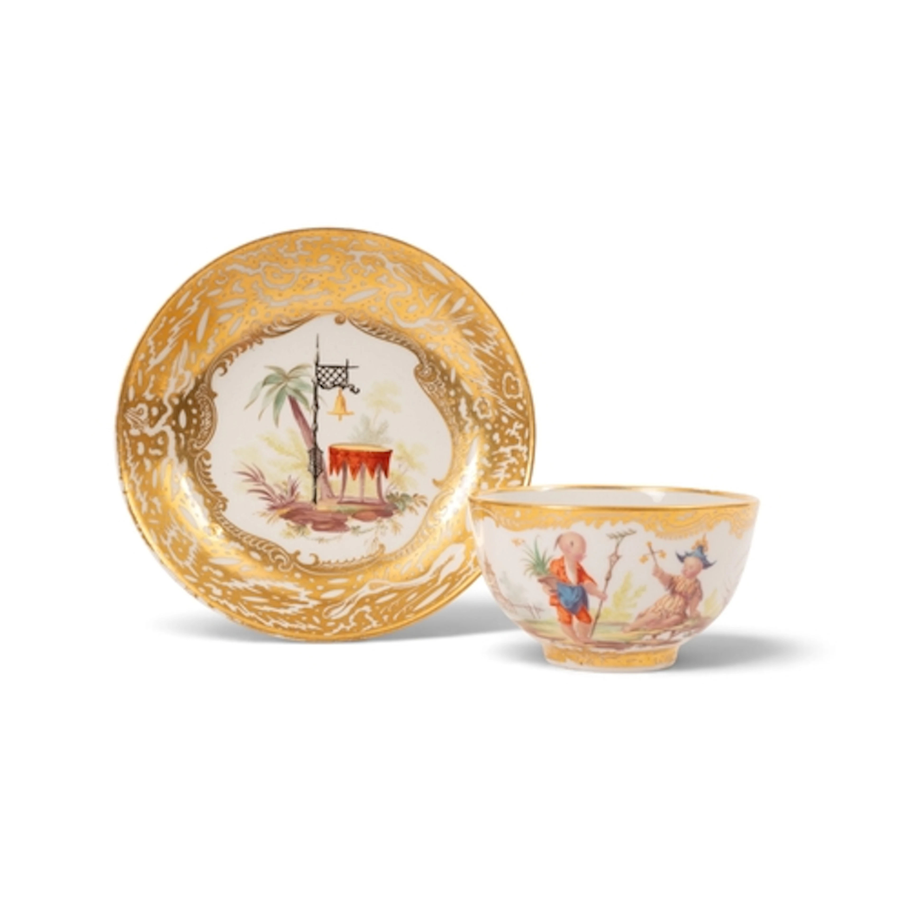 An unrecorded Derby tea cup and saucer, c.1790, probably mad...