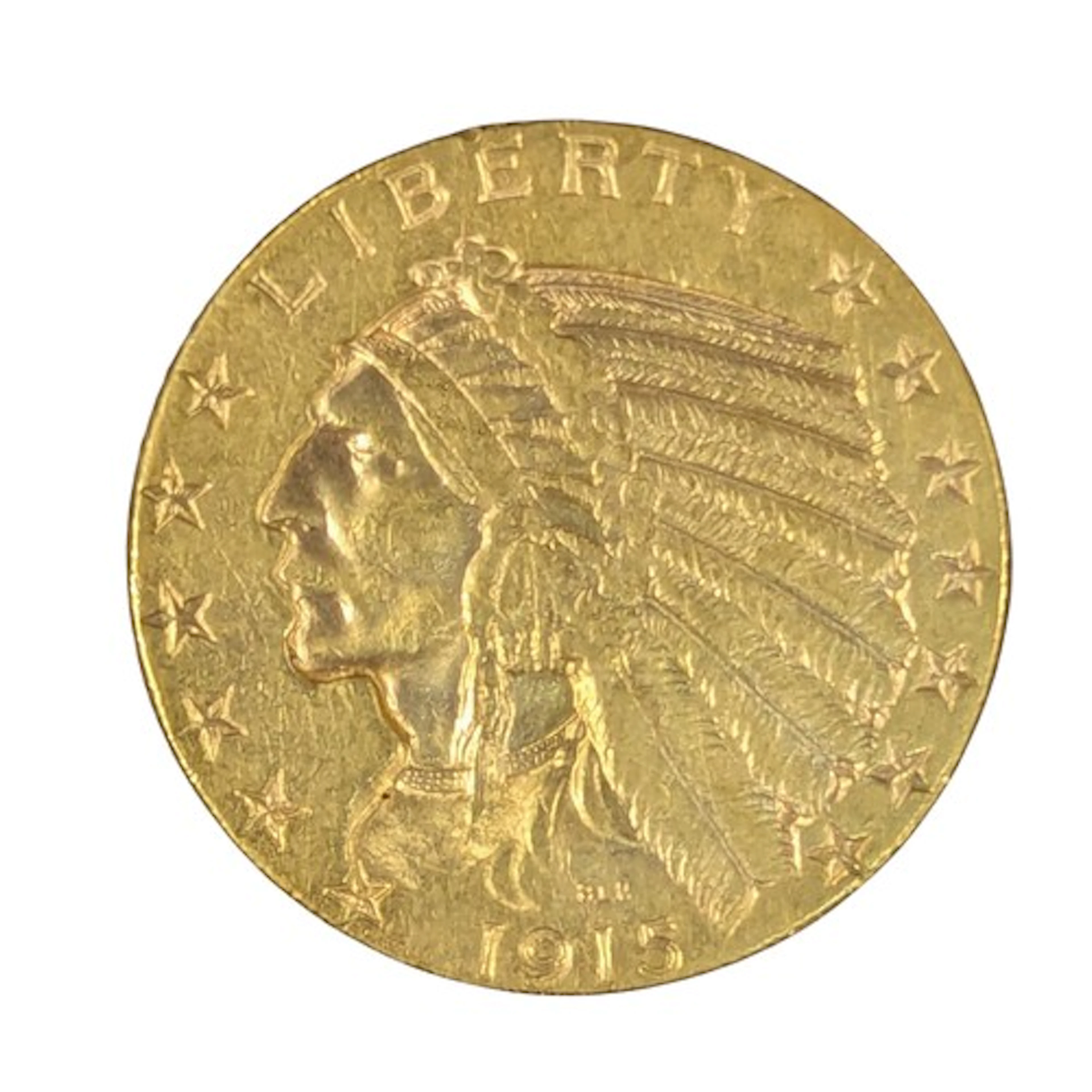 A 22ct gold United States $5 Indian Head coin, dated 1915 (8...