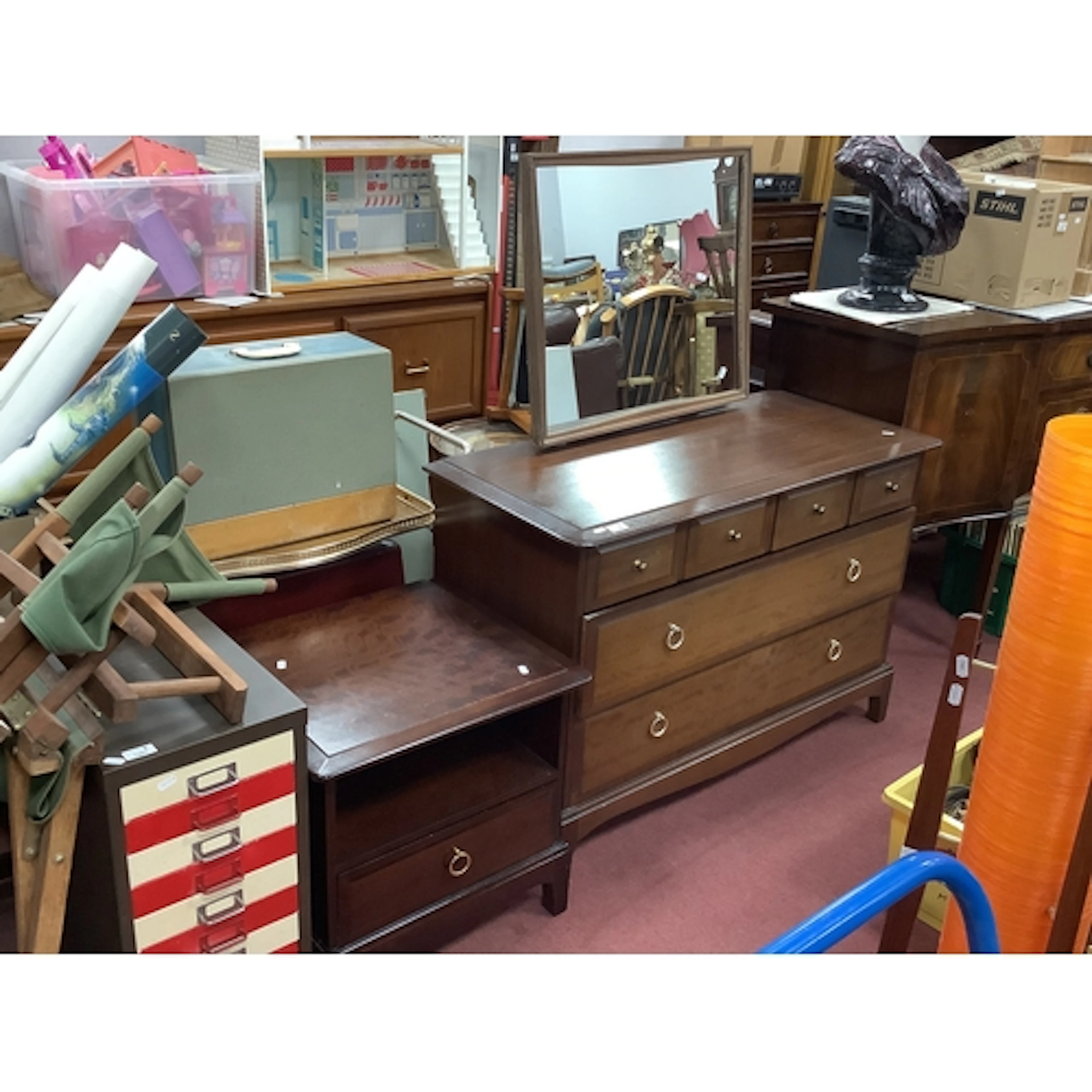 Stag Dressing Table having six drawers, 106cm wide and a bed...