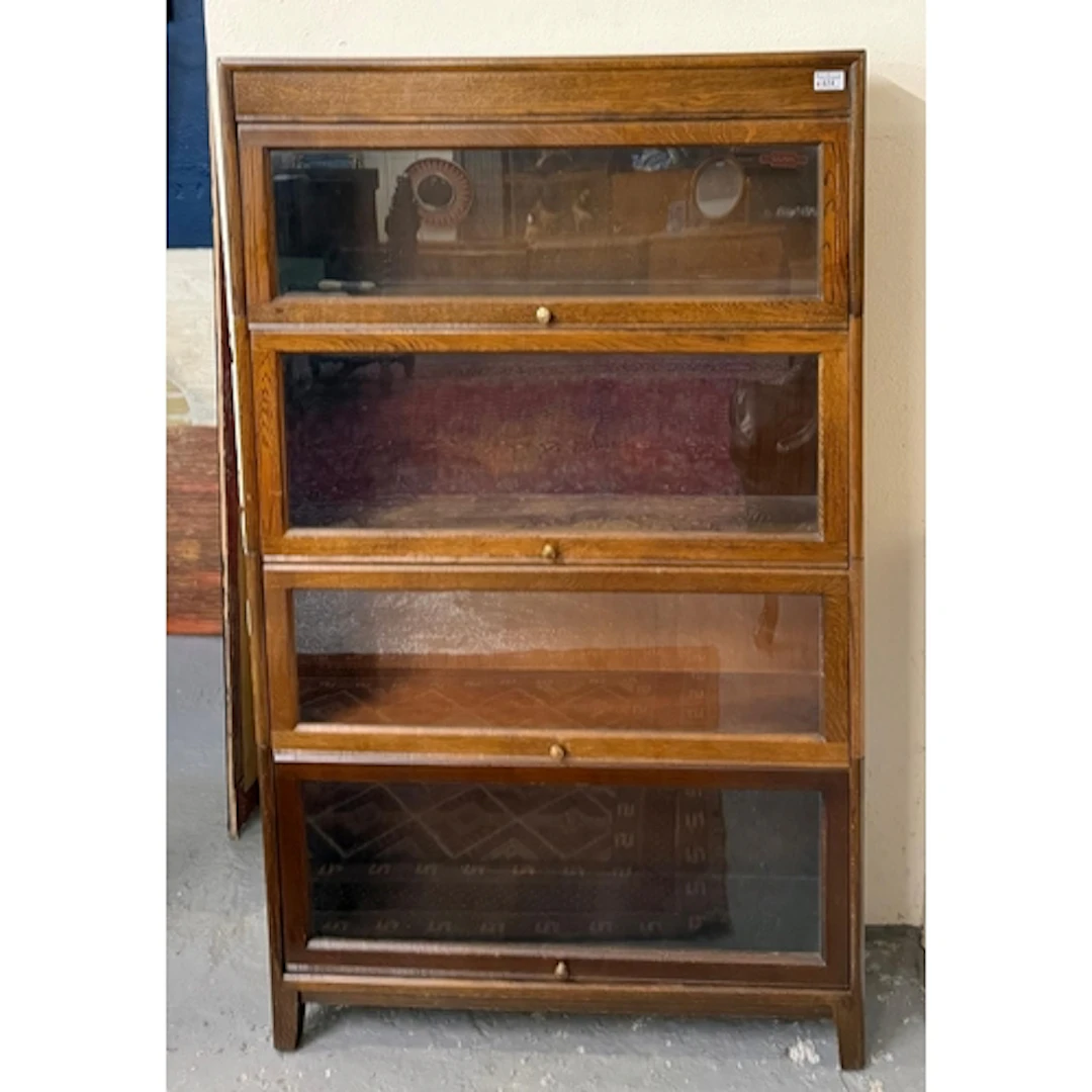 Mid century oak Wernicke style four section glazed bookcase ...