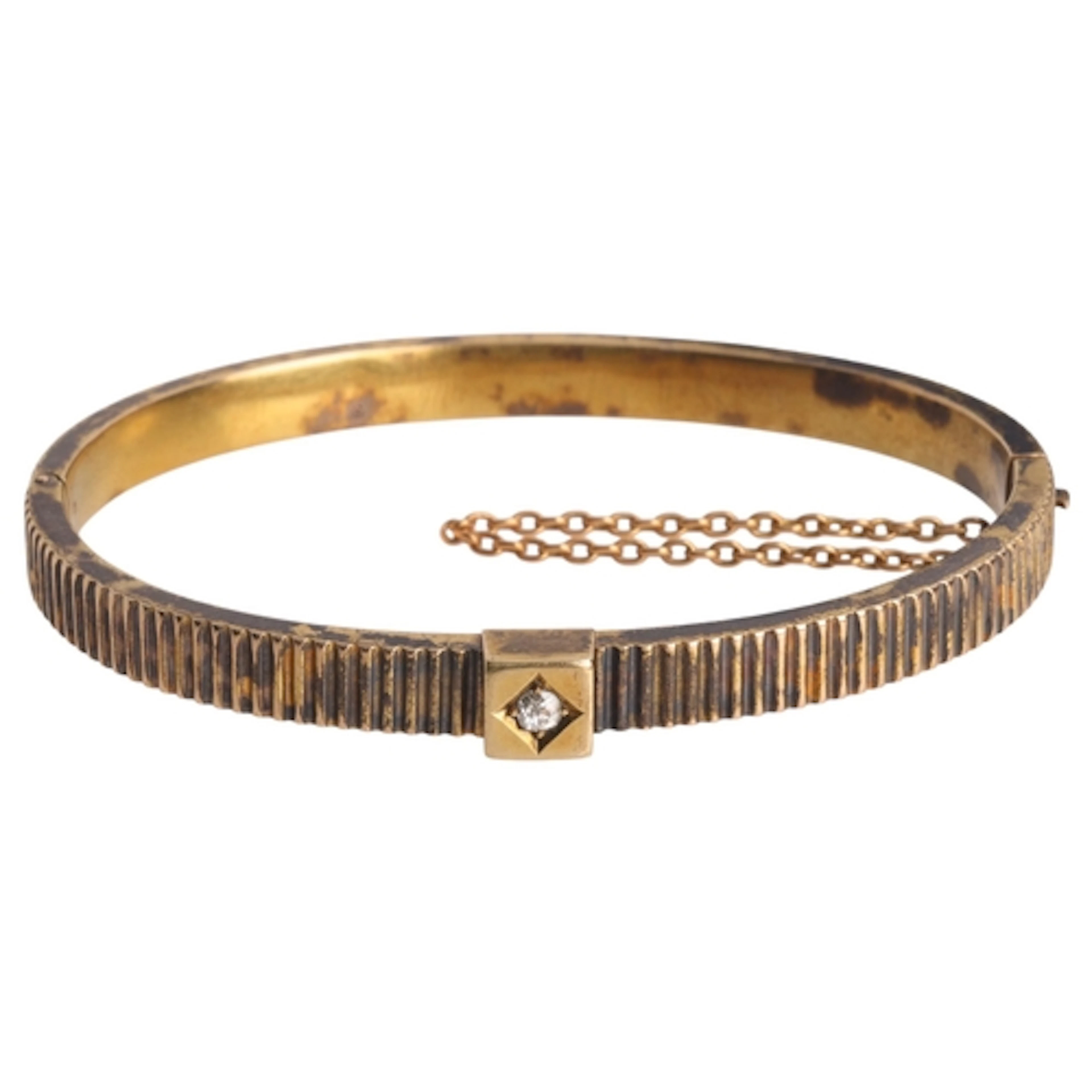 An Antique Victorian Aesthetic Movement gold diamond hinged ...