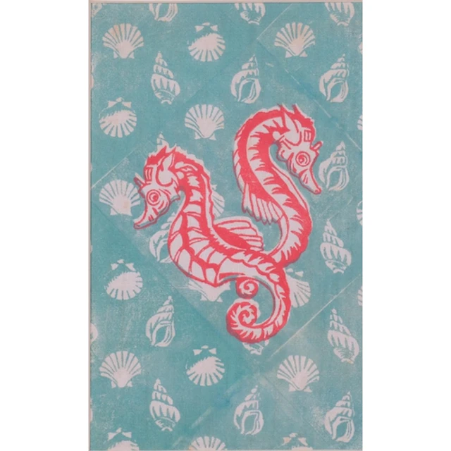 Viola Paterson (1899-1981), block print on fabric, Seahorses...