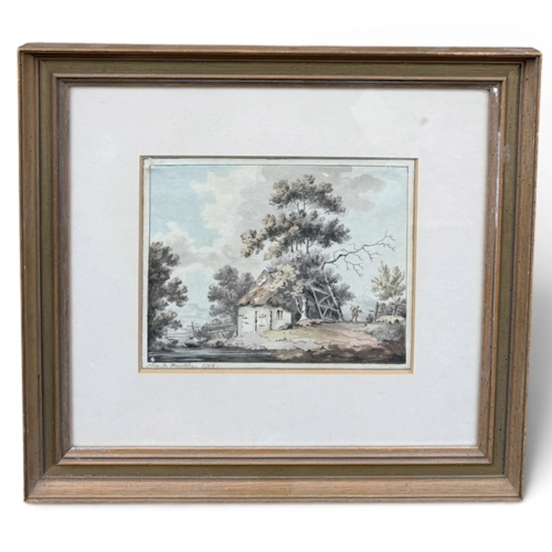 ELIZA DE FEUILLIDE (1761-1913): COTTAGE WITH FIGURE Watercol...