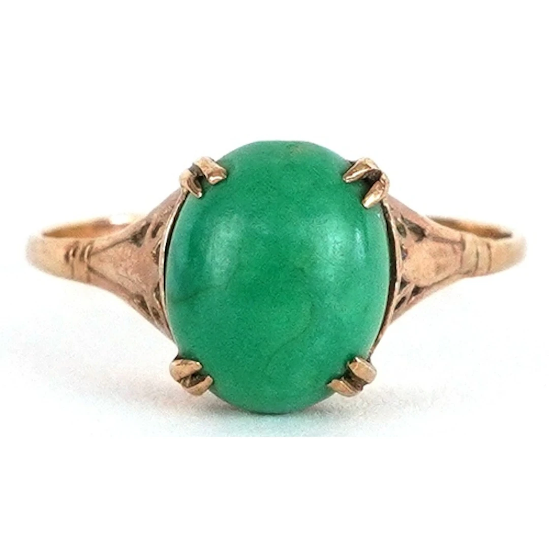 9ct gold cabochon turquoise ring, size O, 1.7g.
