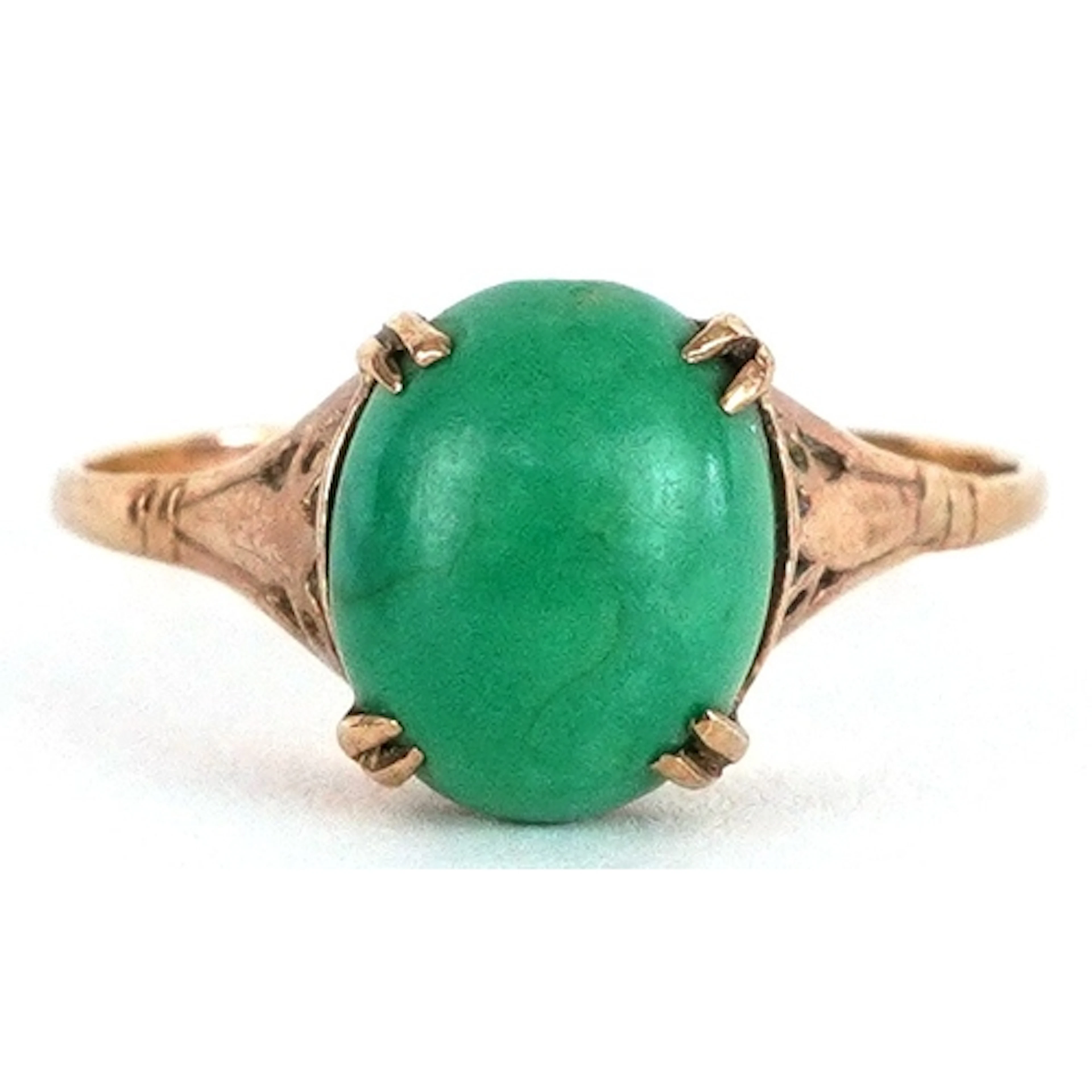 9ct gold cabochon turquoise ring, size O, 1.7g.