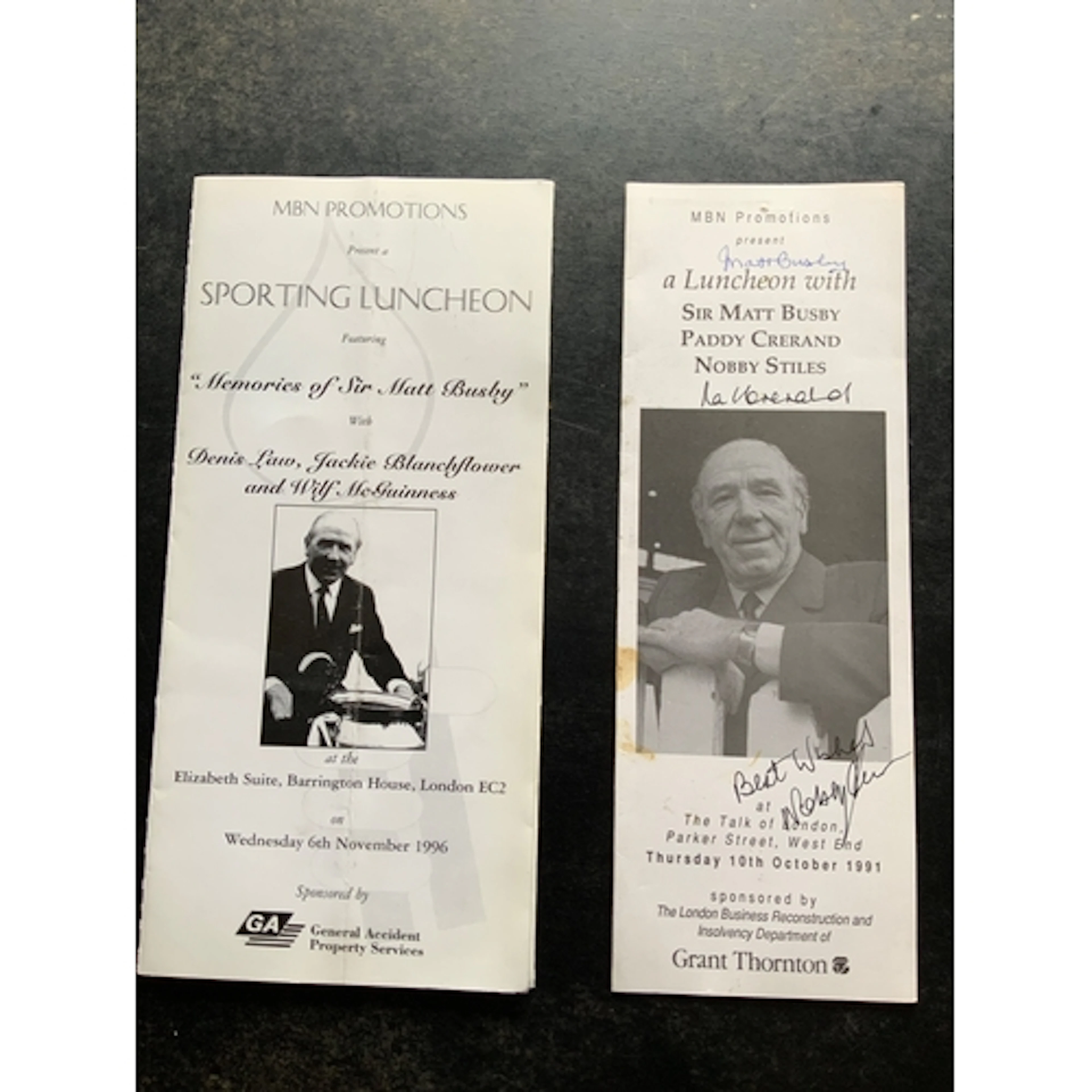 Manchester United Legends Signed Football Menus: 1991 lunche...