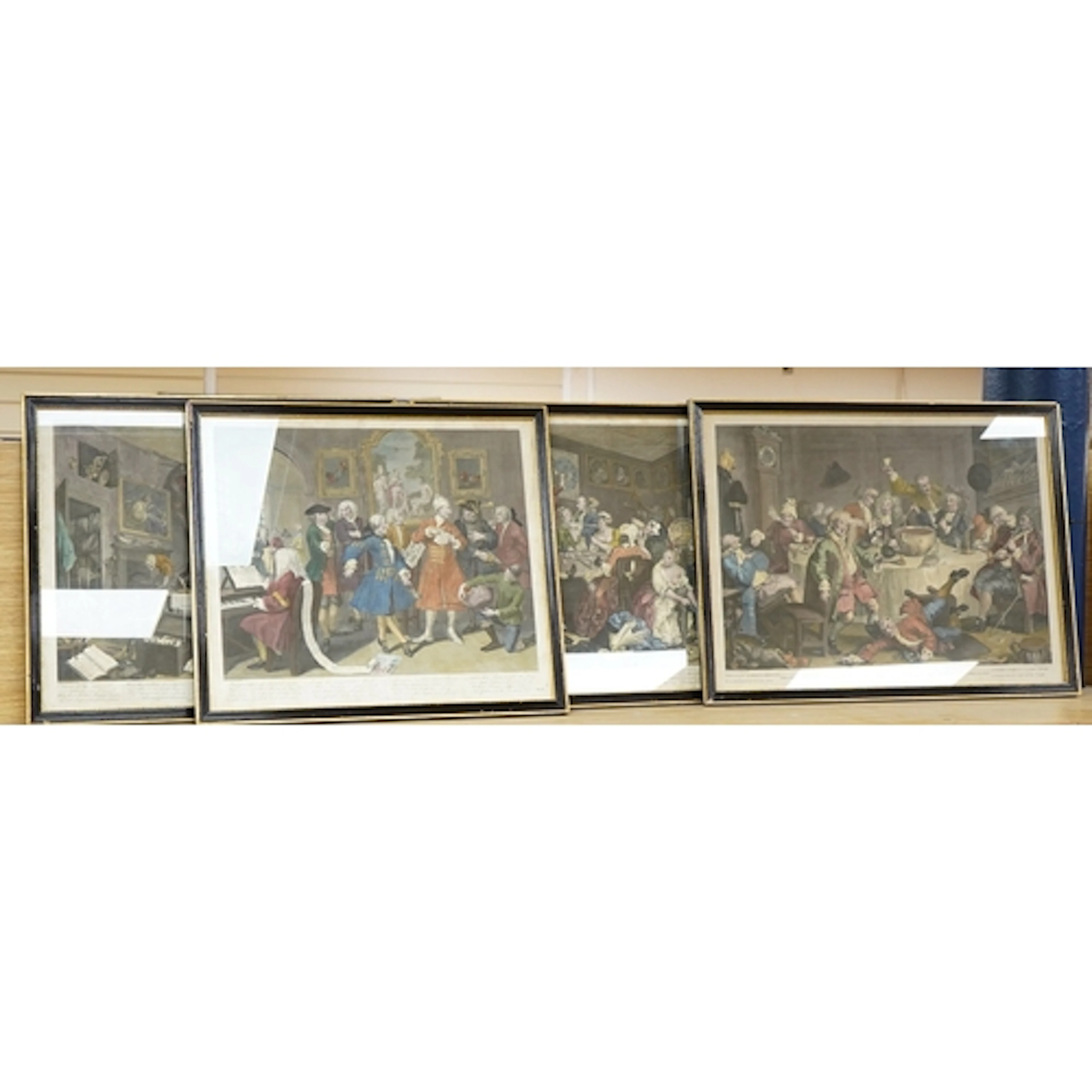 After William Hogarth RA (1697-1764), four hand coloured etc...