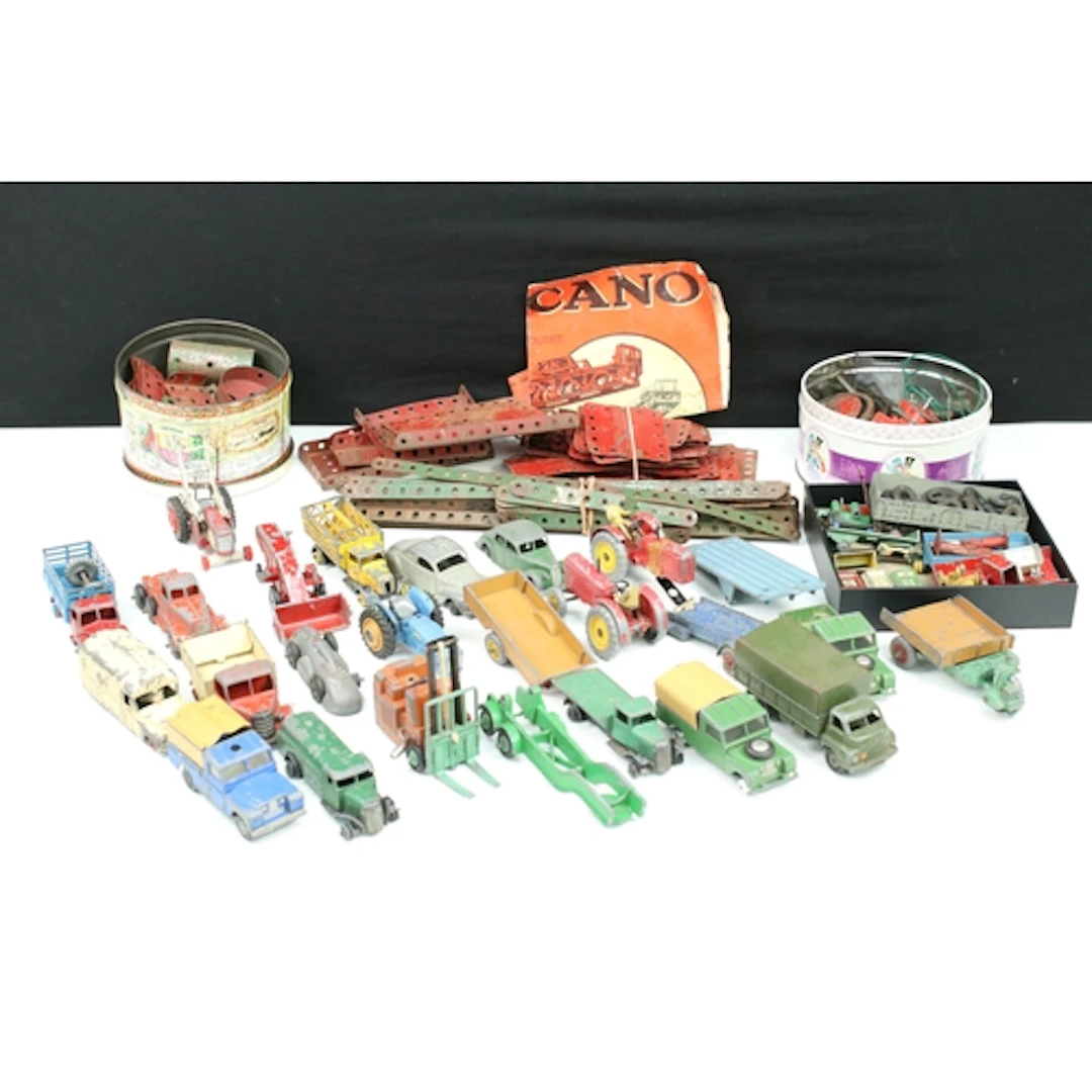 Around 27 Mid 20th C play worn diecast models to include Din...