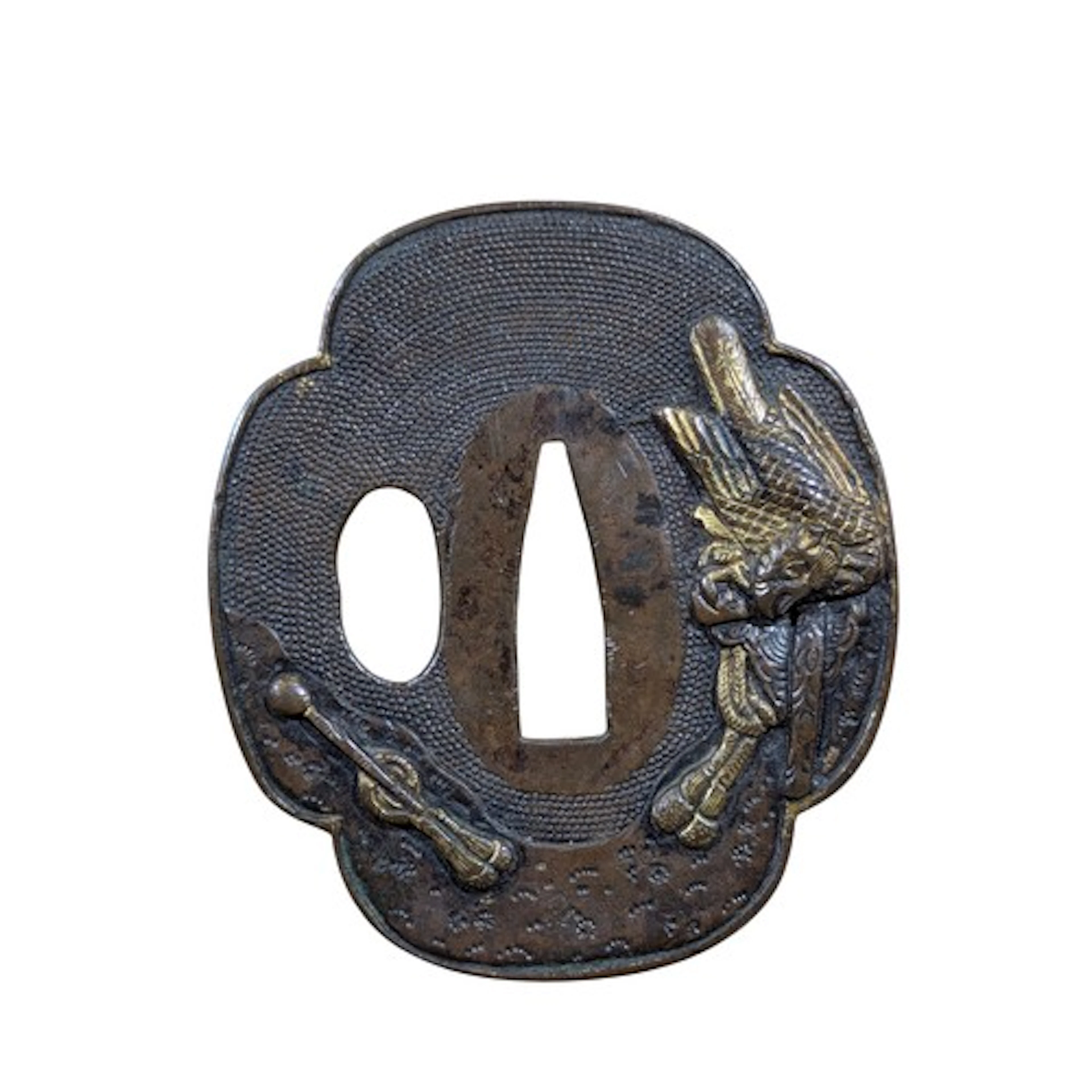 Late Edo Period Style Japanese Mokko Gata Tsuba, constructed...