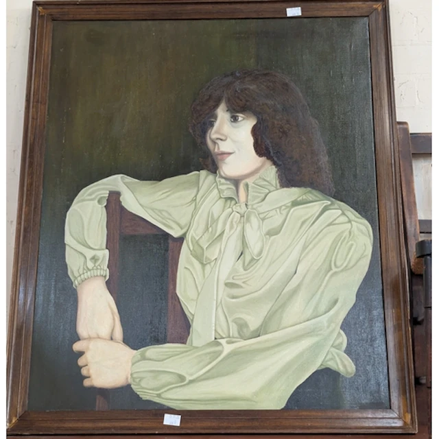 In the manner of Lucien Freud, portrait seated, mid century ...
