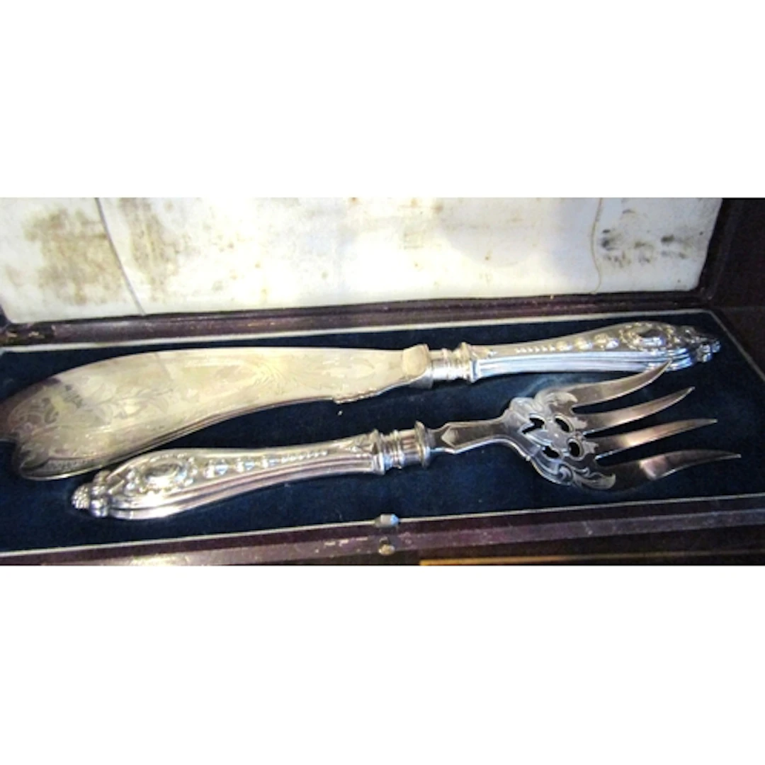 Silver Handled Presentation Knife and Fork Contained Within ...